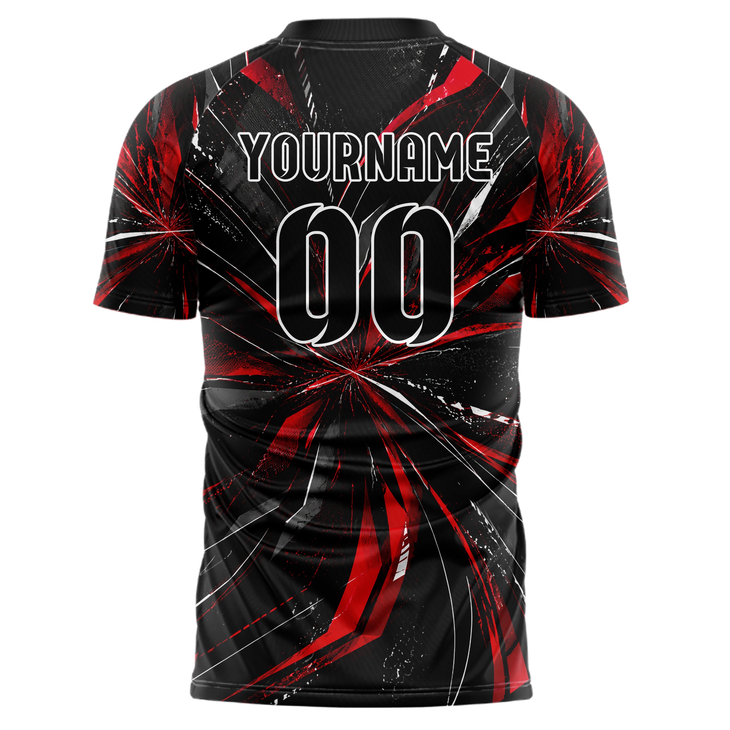 Schwarz dunkles abstrakte Linien Speckles Line Accents Design 12-0392 individuelles Fußballtrikot back