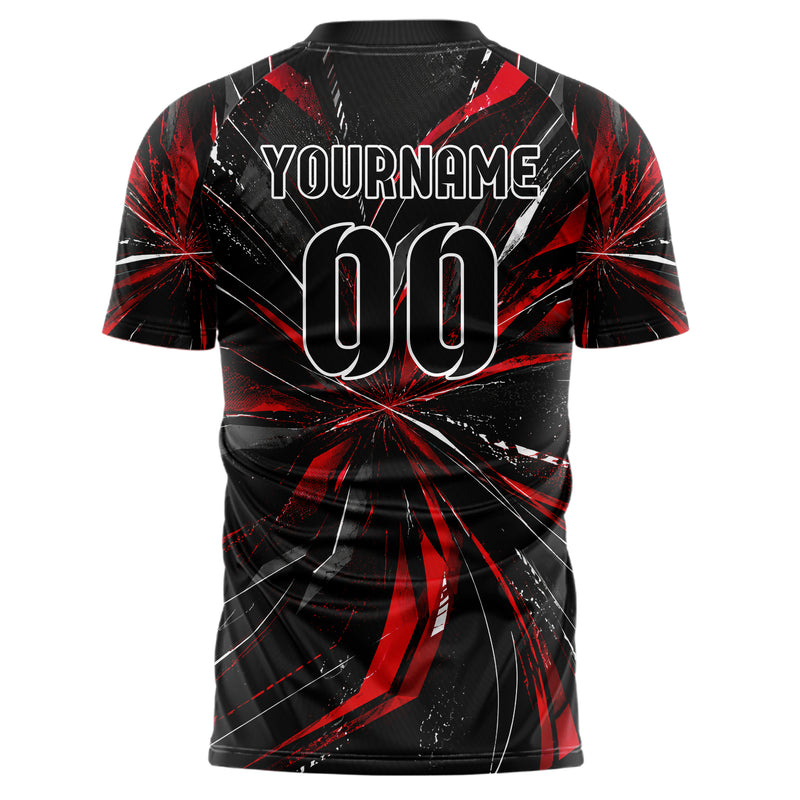 Schwarz dunkles abstrakte Linien Speckles Line Accents Design 12-0392 individuelles Fußballtrikot back