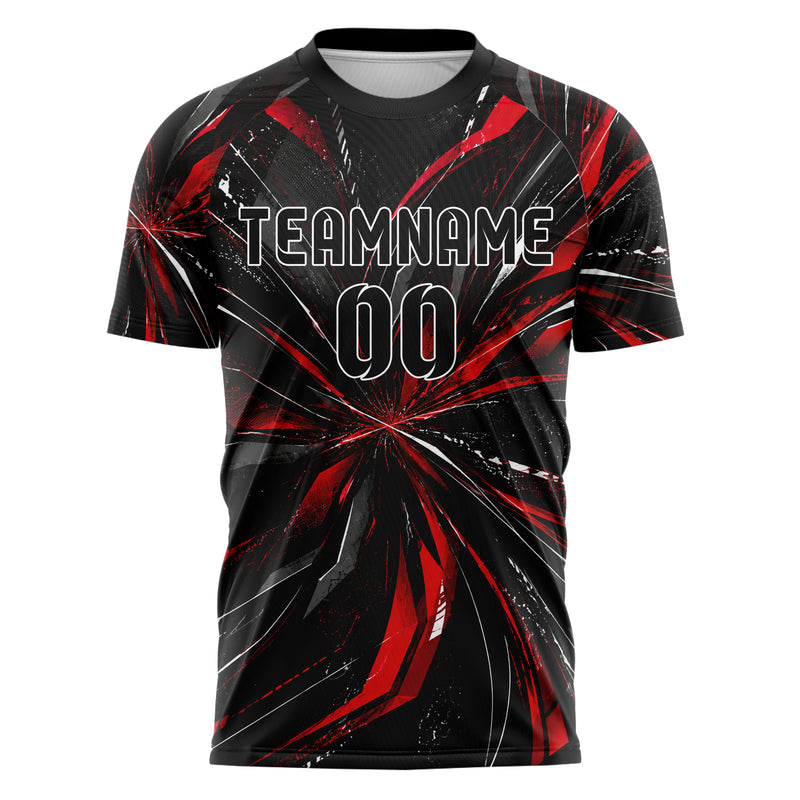 Schwarz dunkles abstrakte Linien Speckles Line Accents Design 12-0392 individuelles Fußballtrikot front