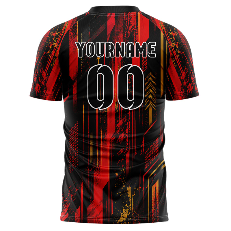 Schwarz dunkles abstrakte Linien Speckles Line Accents Design 12-0472 individuelles Fußballtrikot back