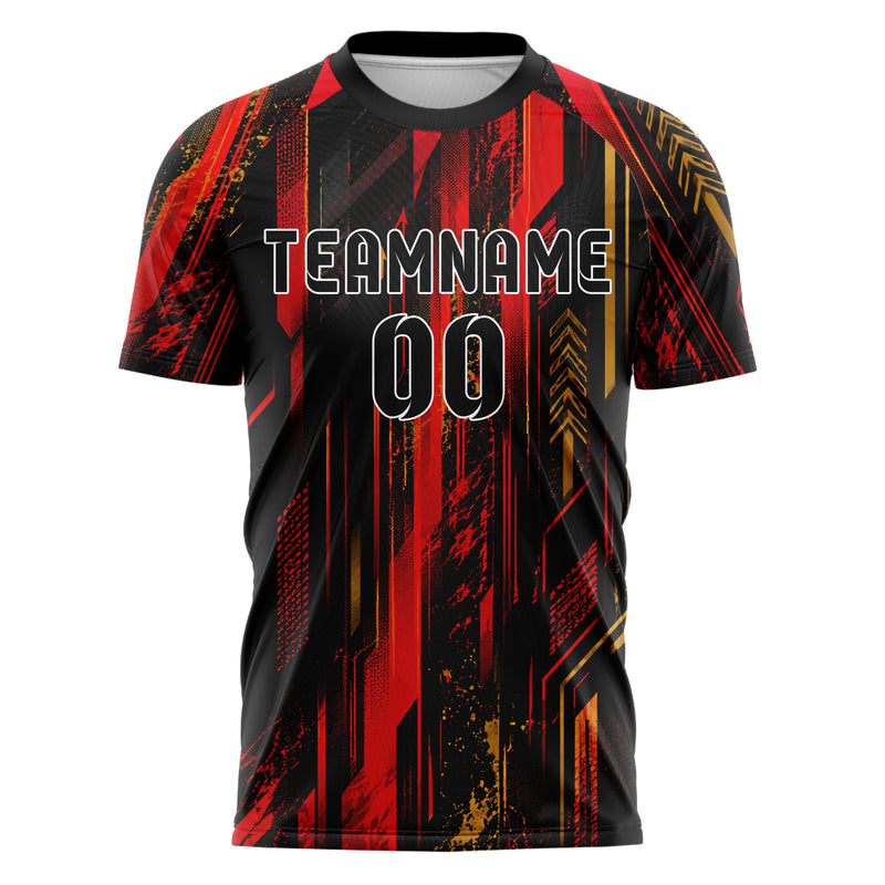 Schwarz dunkles abstrakte Linien Speckles Line Accents Design 12-0472 individuelles Fußballtrikot front