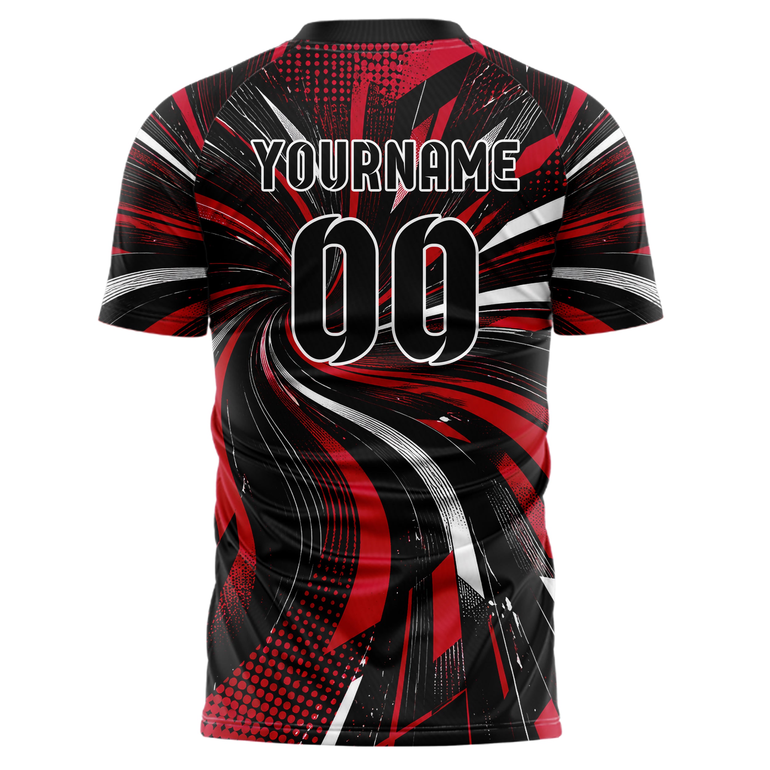 Schwarz dunkles abstrakte Linien wavy Parallel Curves Design 12-0398 individuelles Fußballtrikot back
