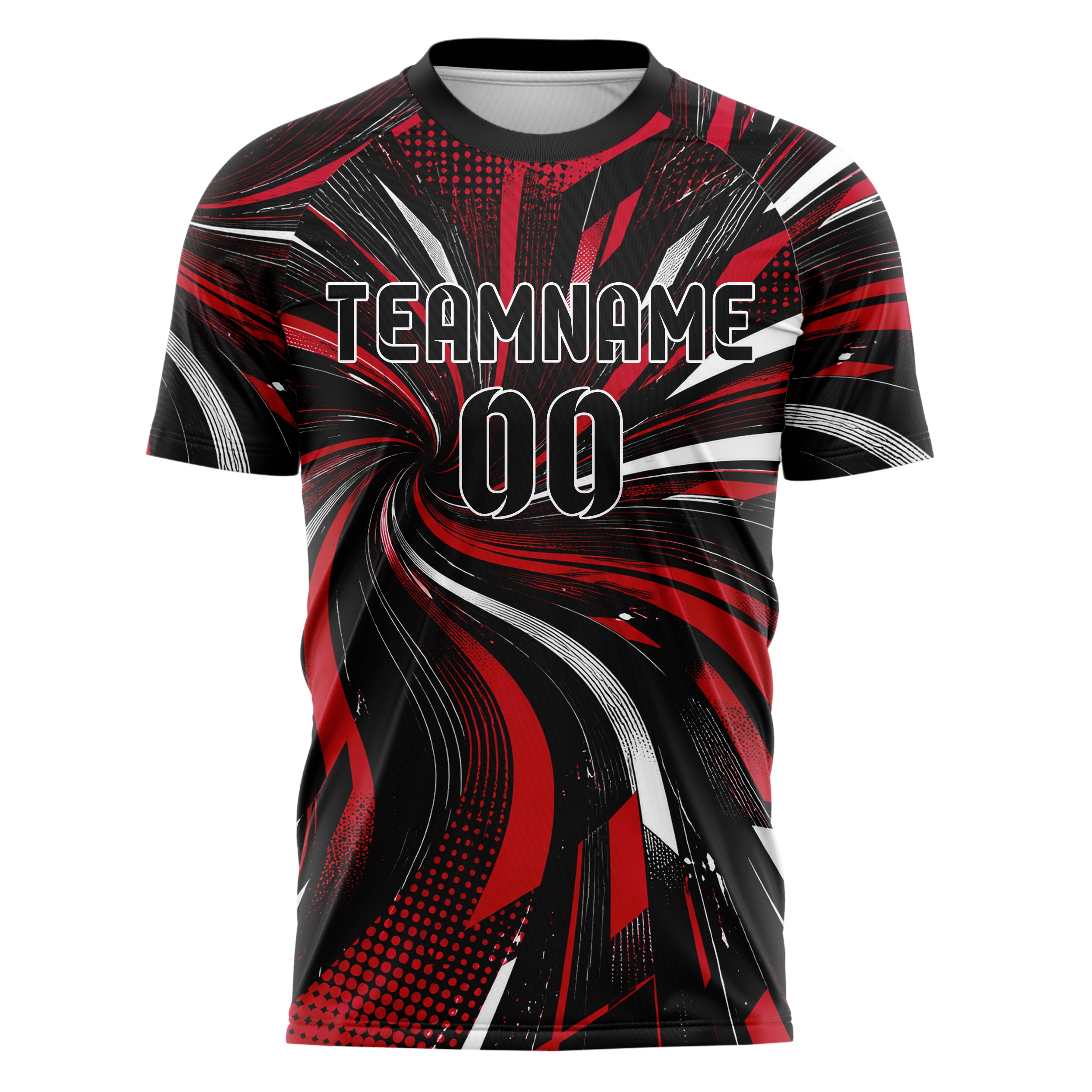 Schwarz dunkles abstrakte Linien wavy Parallel Curves Design 12-0398 individuelles Fußballtrikot front