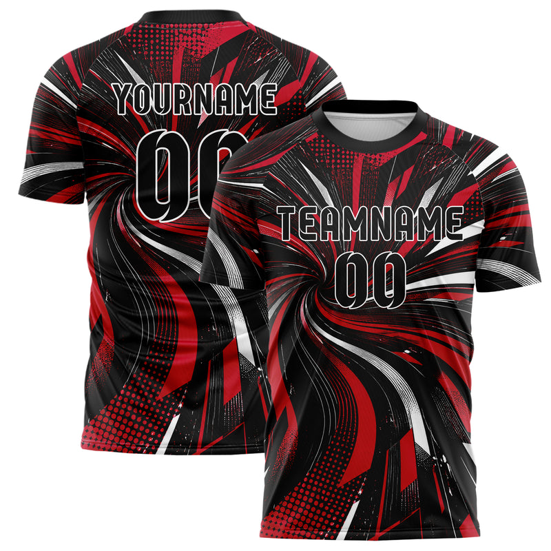 Schwarz dunkles abstrakte Linien wavy Parallel Curves Design 12-0398 individuelles Fußballtrikot main