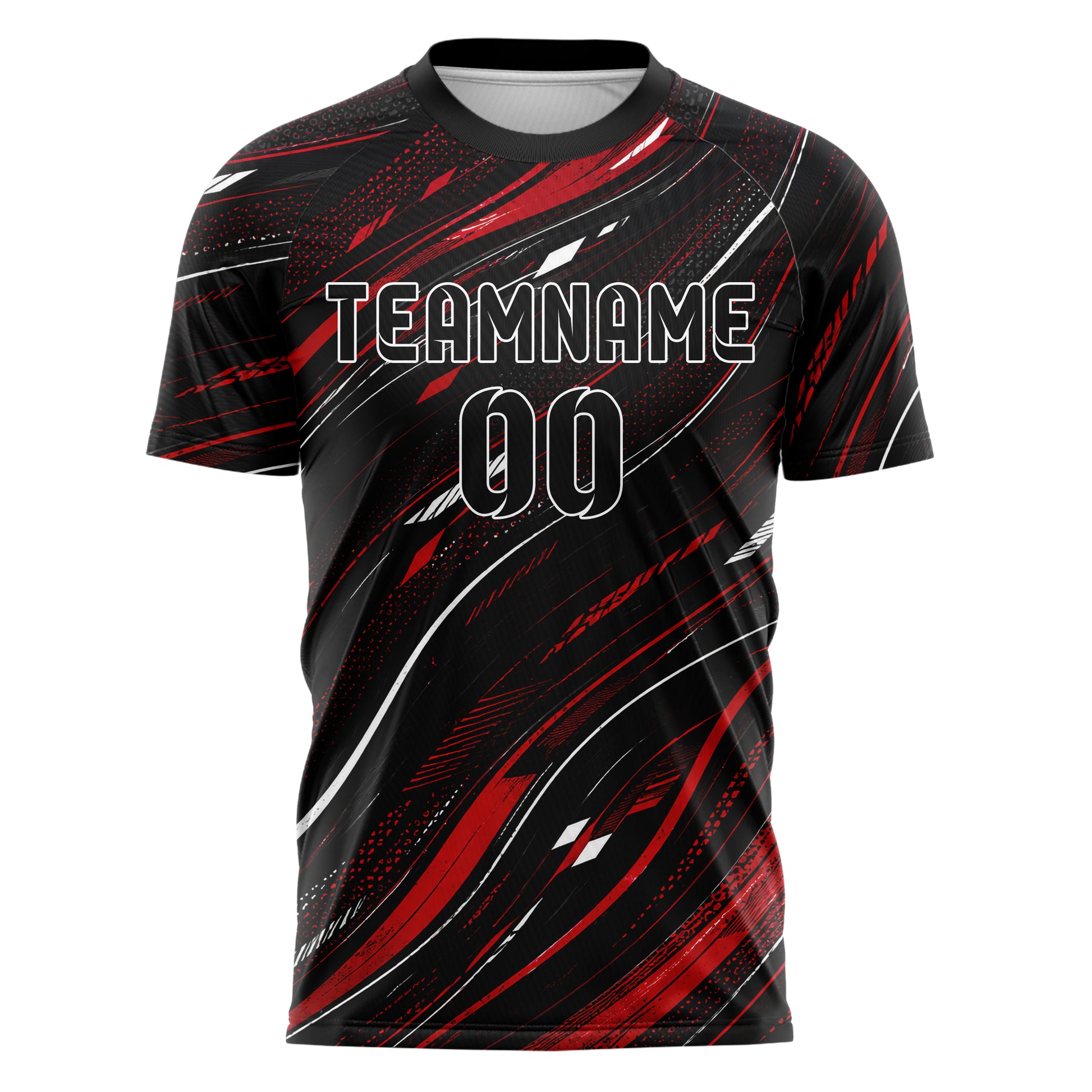 Schwarz dunkles abstrakte Linien wavy Parallel Curves Design 12-0590 individuelles Fußballtrikot front