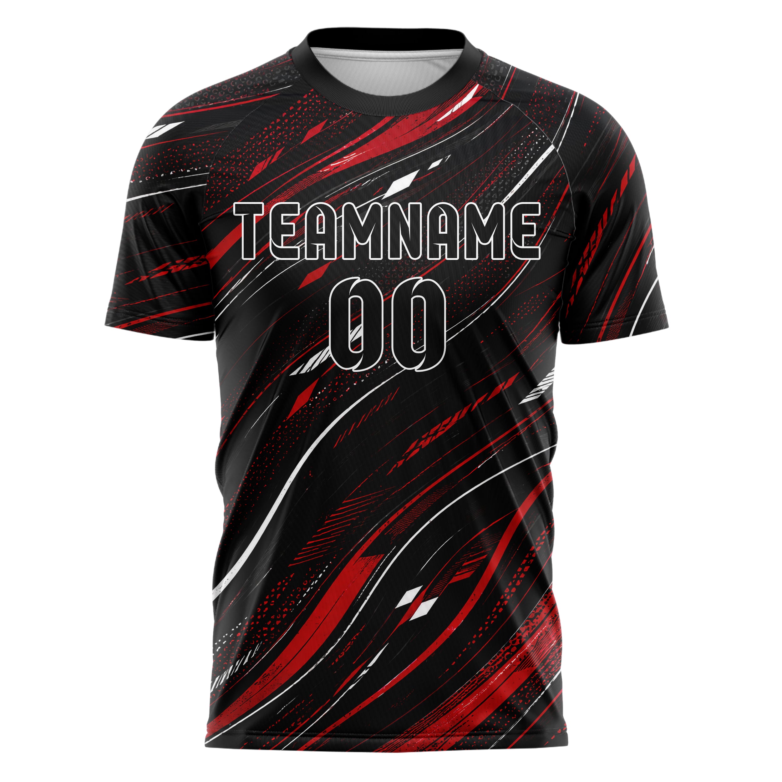 Schwarz dunkles abstrakte Linien wavy Parallel Curves Design 12-0590 individuelles Fußballtrikot front