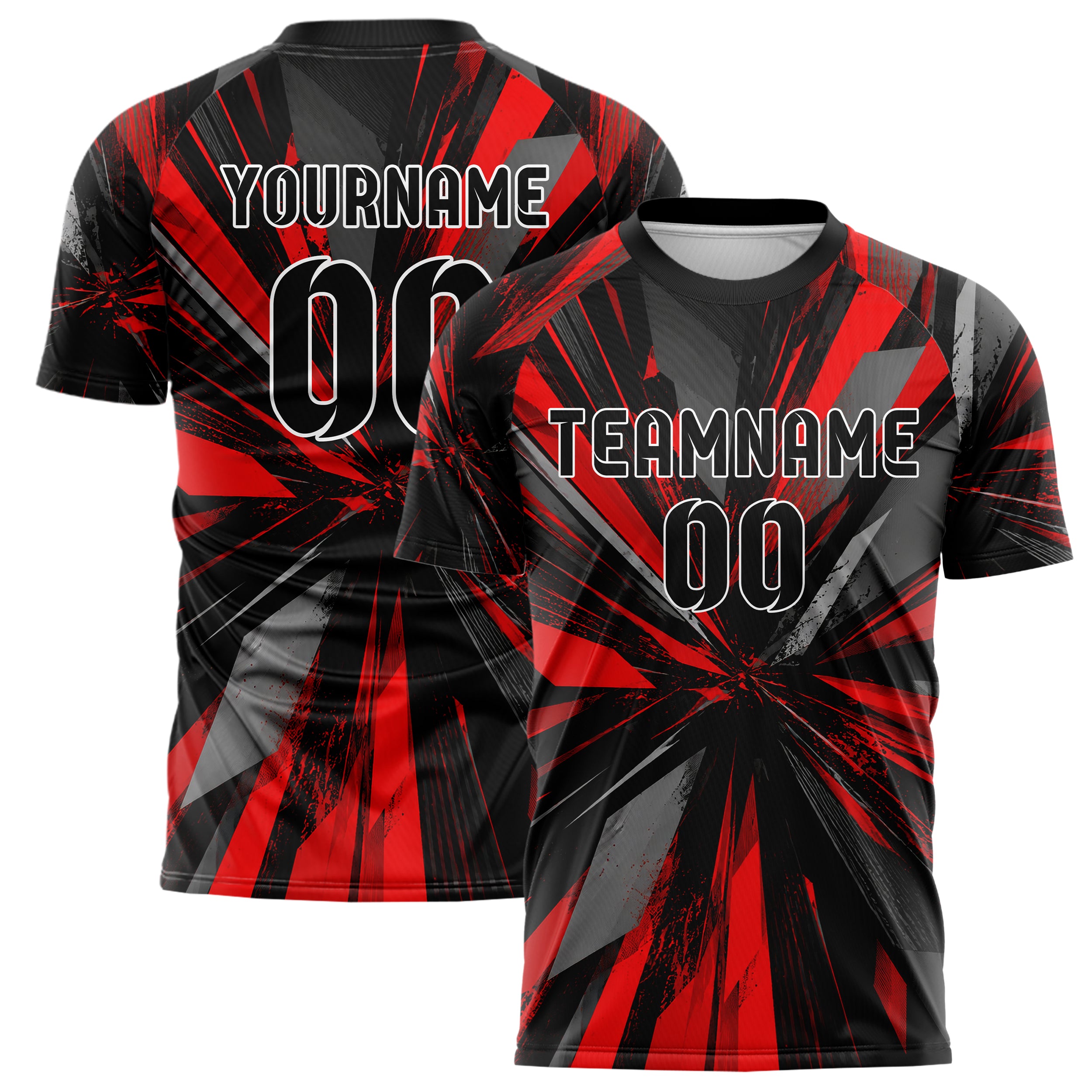 Rot lebendiges abstrakte Linien diagonale Streamlines Design 12-0171 individuelles Fußballtrikot main