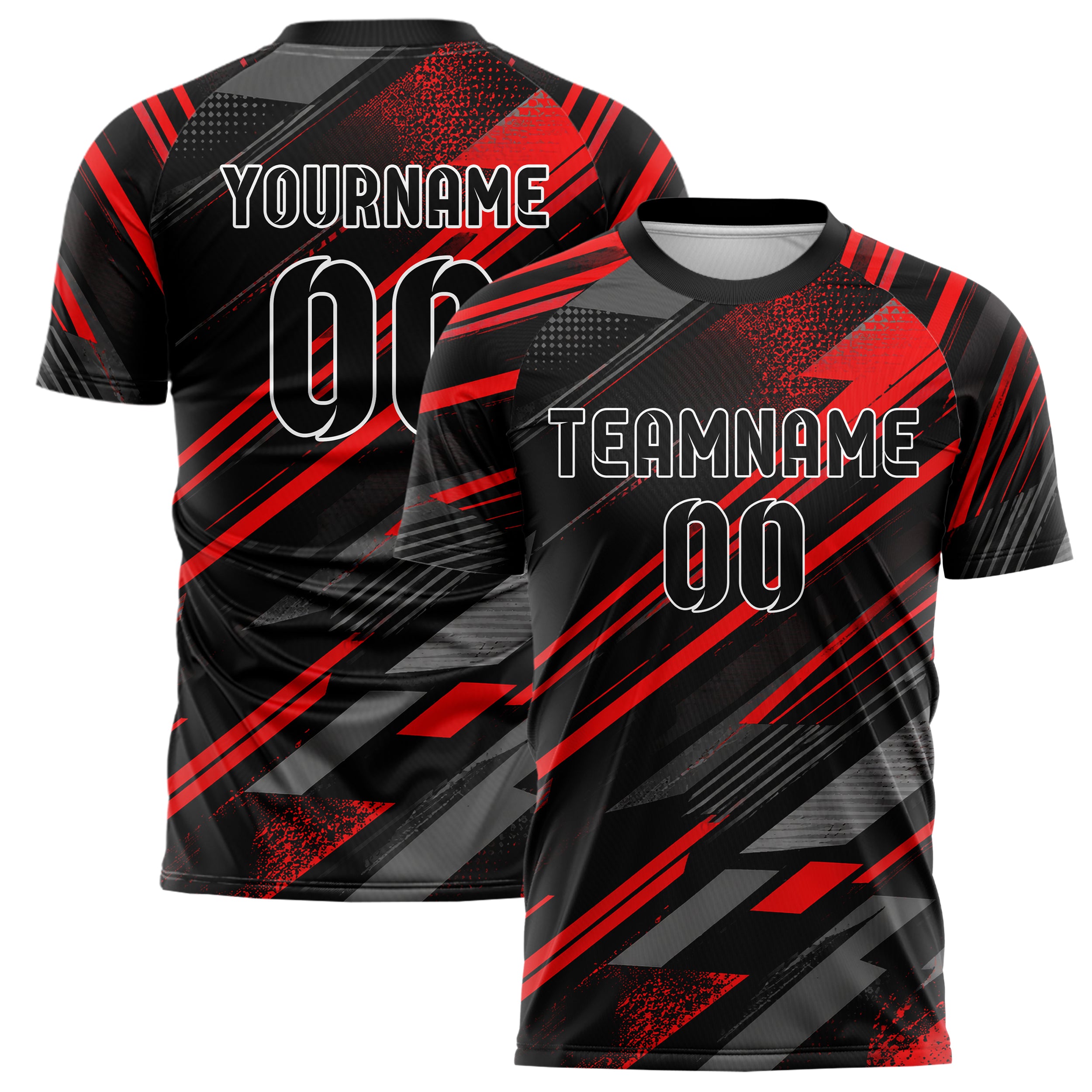 Rot lebendiges abstrakte Linien diagonale Streamlines Design 12-0315 individuelles Fußballtrikot main