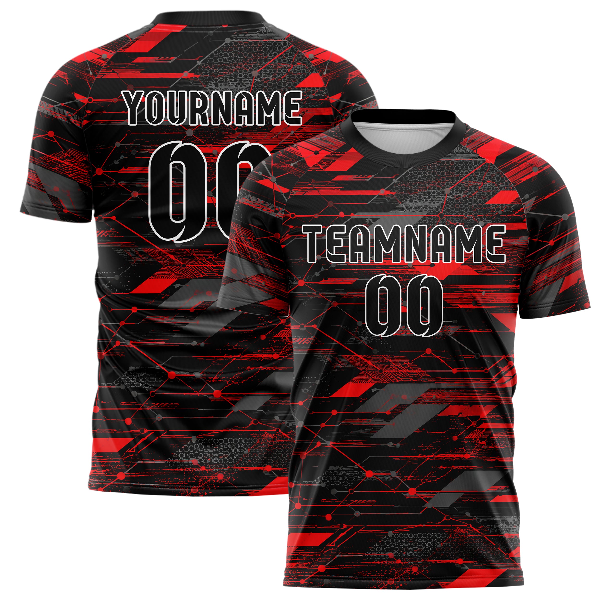 Rot lebendiges abstrakte Linien Network Web Design 12-0303 individuelles Fußballtrikot main