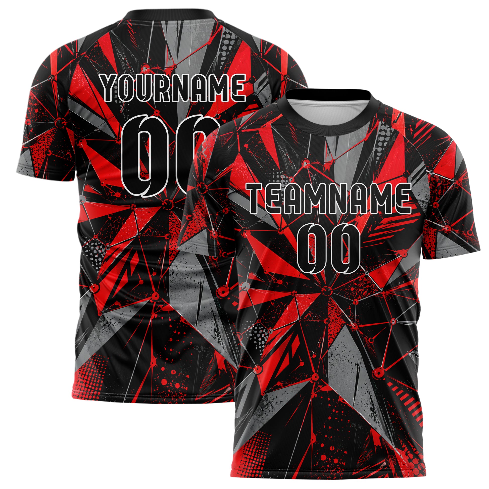 Rot lebendiges abstrakte Linien Network Web Design 12-0567 individuelles Fußballtrikot main