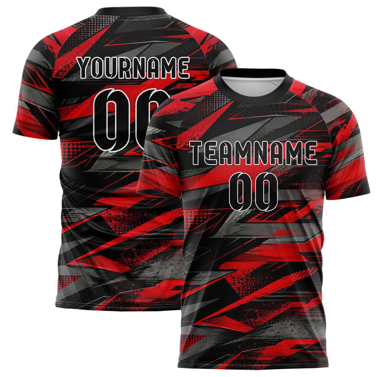Rot lebendiges abstrakte Linien Polygon Shards Design 12-0066 individuelles Fußballtrikot main