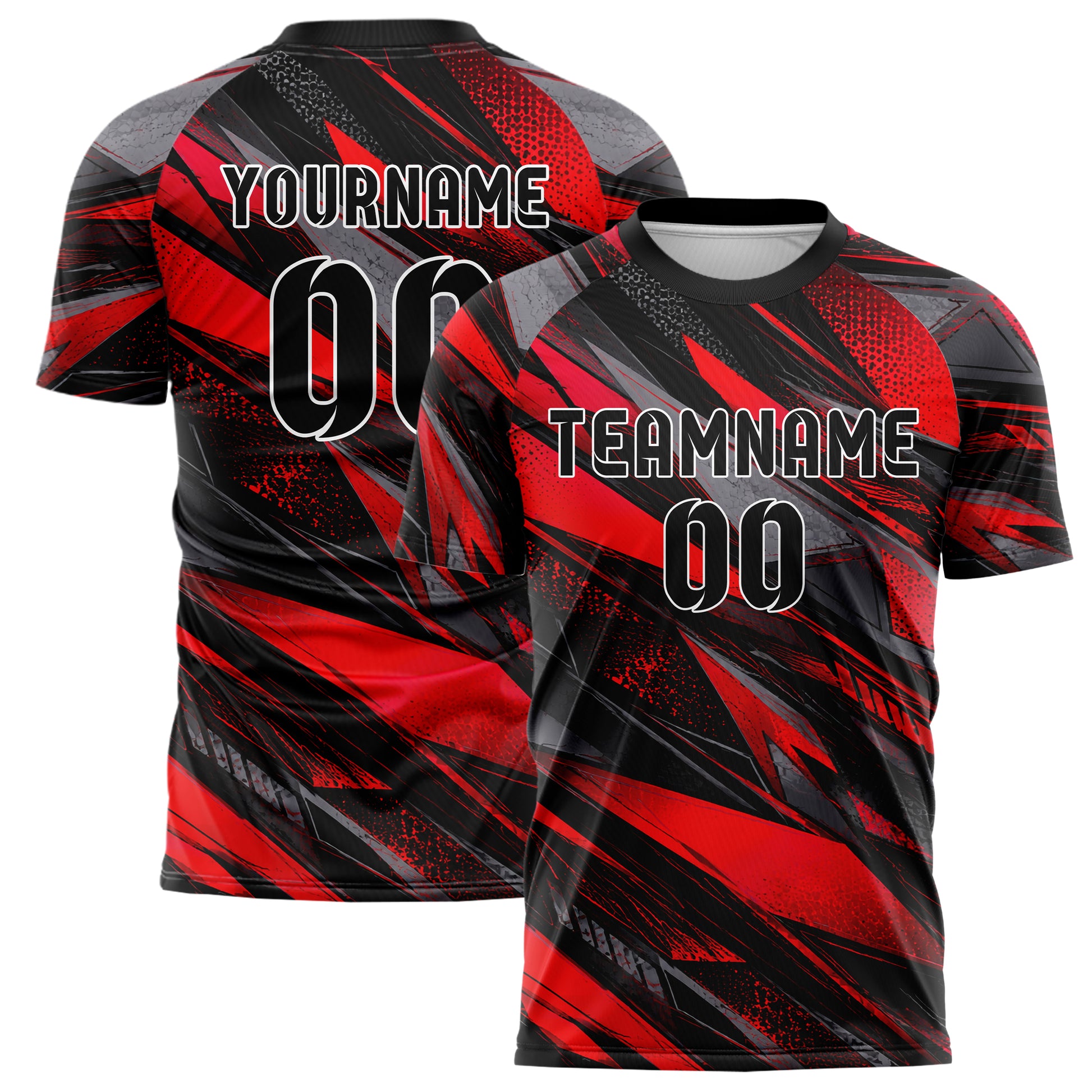Rot lebendiges abstrakte Linien Polygon Shards Design 12-0330 individuelles Fußballtrikot main