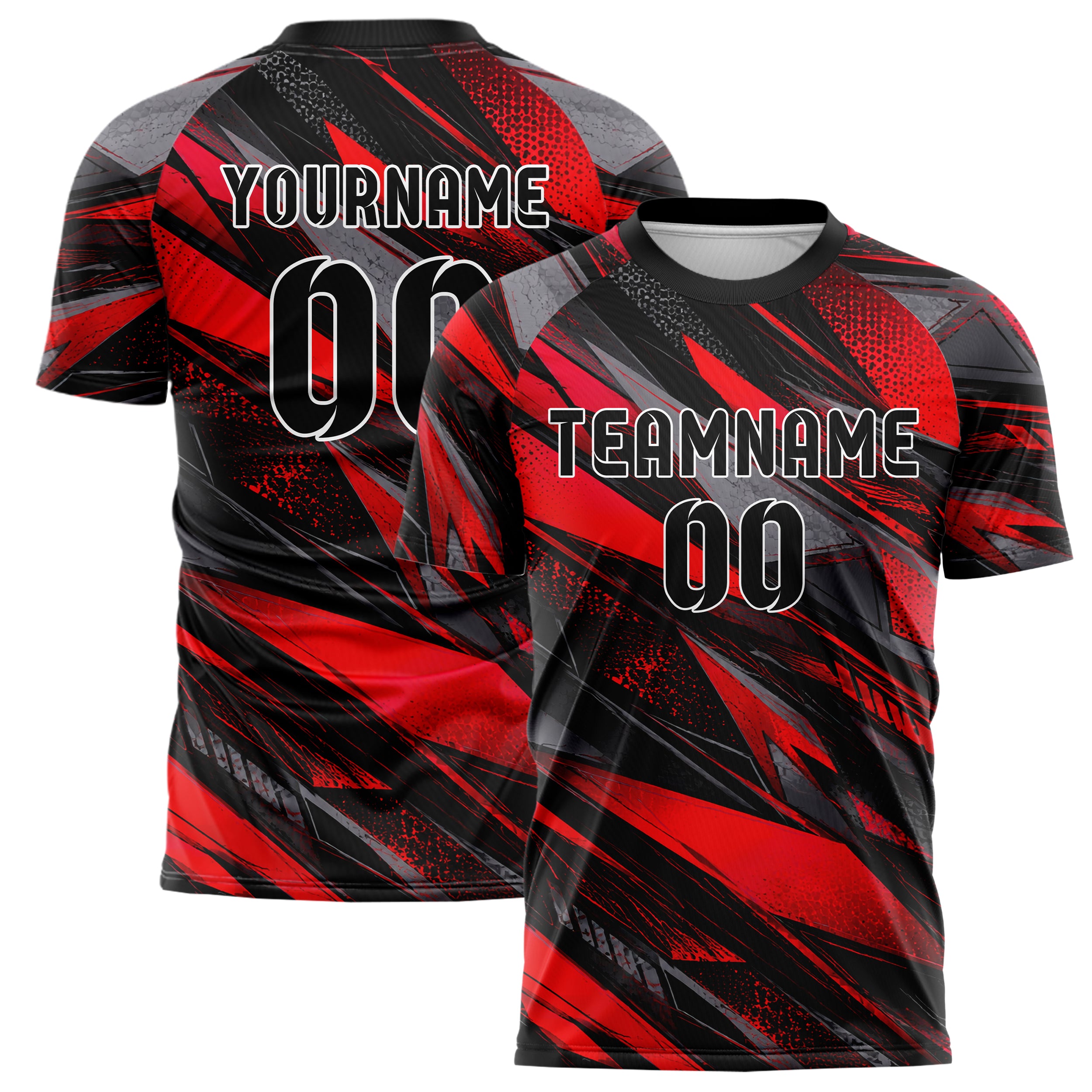 Rot lebendiges abstrakte Linien Polygon Shards Design 12-0330 individuelles Fußballtrikot main