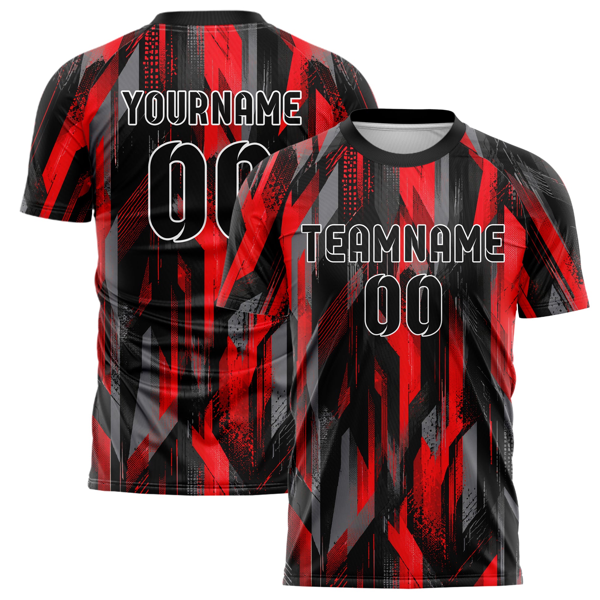Rot lebendiges abstrakte Linien Polygon Shards Design 12-0522 individuelles Fußballtrikot main