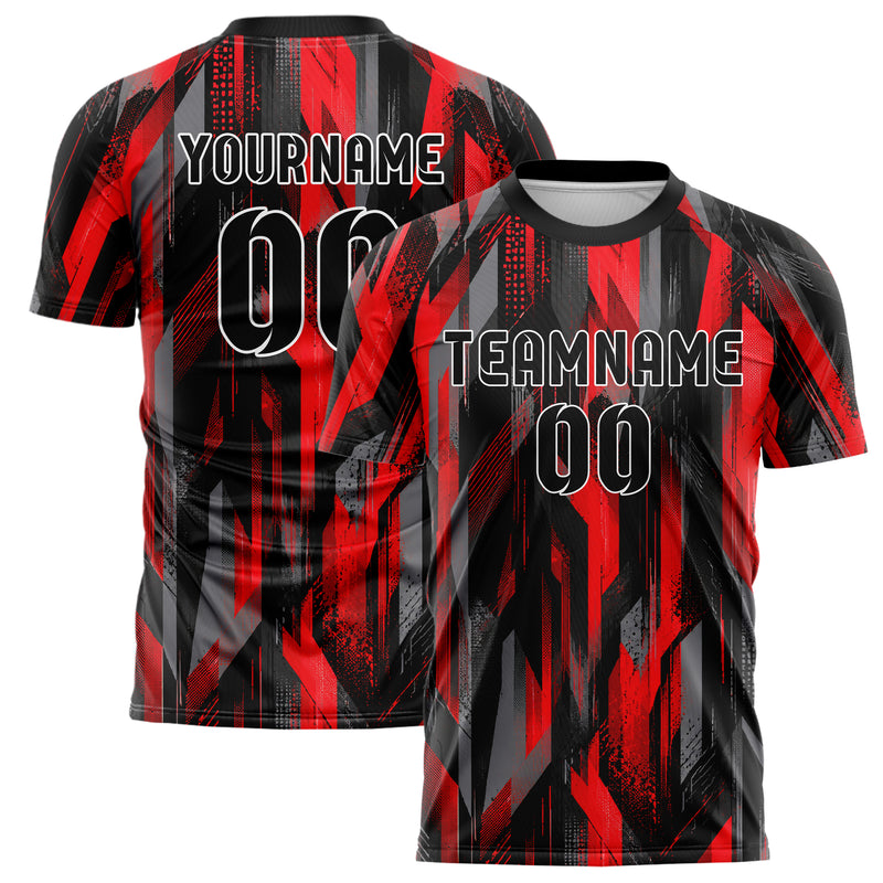 Rot lebendiges abstrakte Linien Polygon Shards Design 12-0522 individuelles Fußballtrikot main