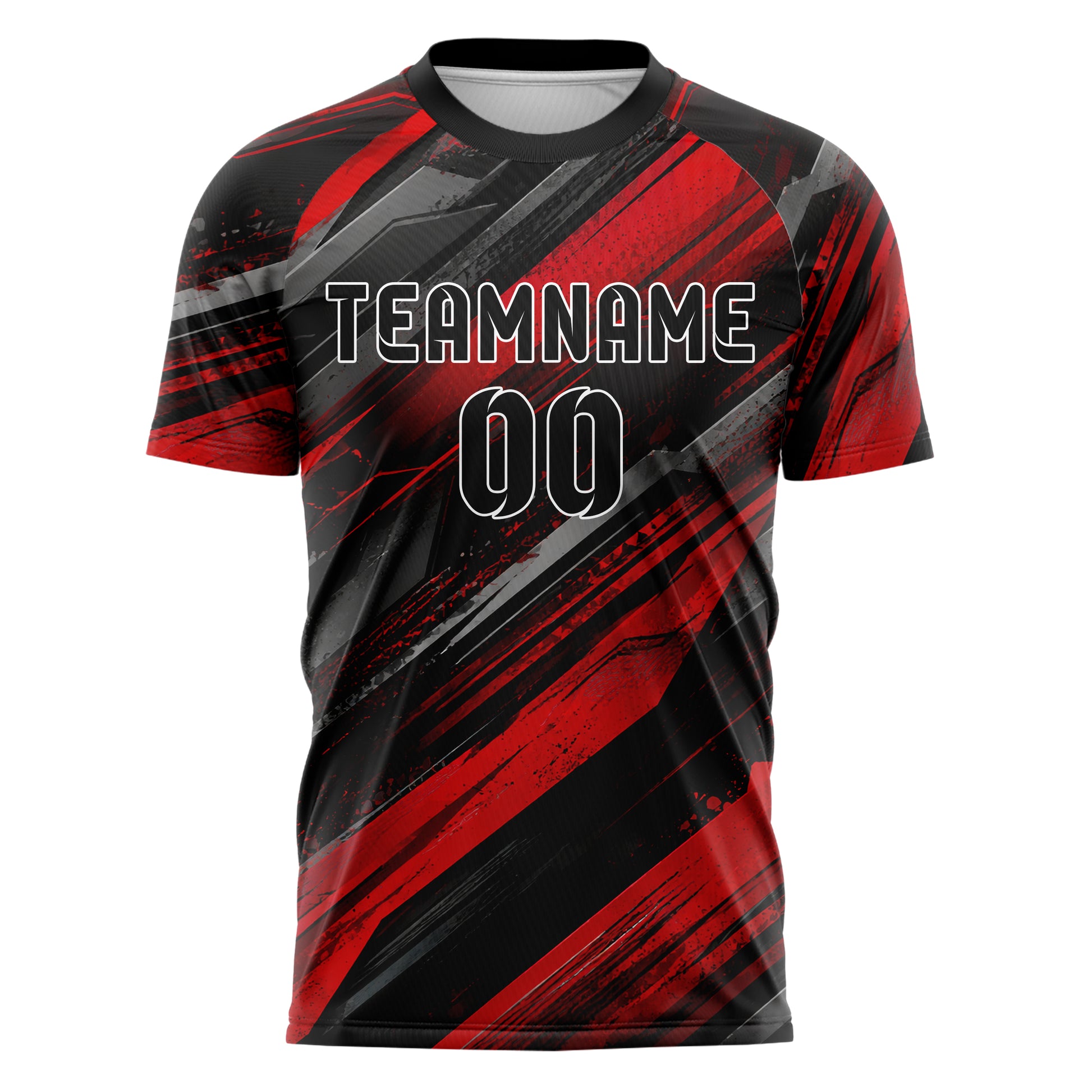 Rot lebendiges abstrakte Linien Speckles Line Accents Design 12-0072 individuelles Fußballtrikot front