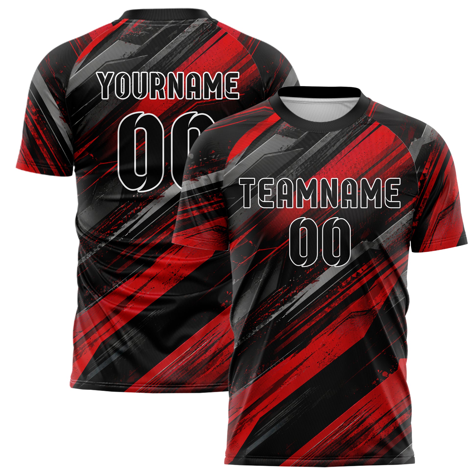 Rot lebendiges abstrakte Linien Speckles Line Accents Design 12-0072 individuelles Fußballtrikot main