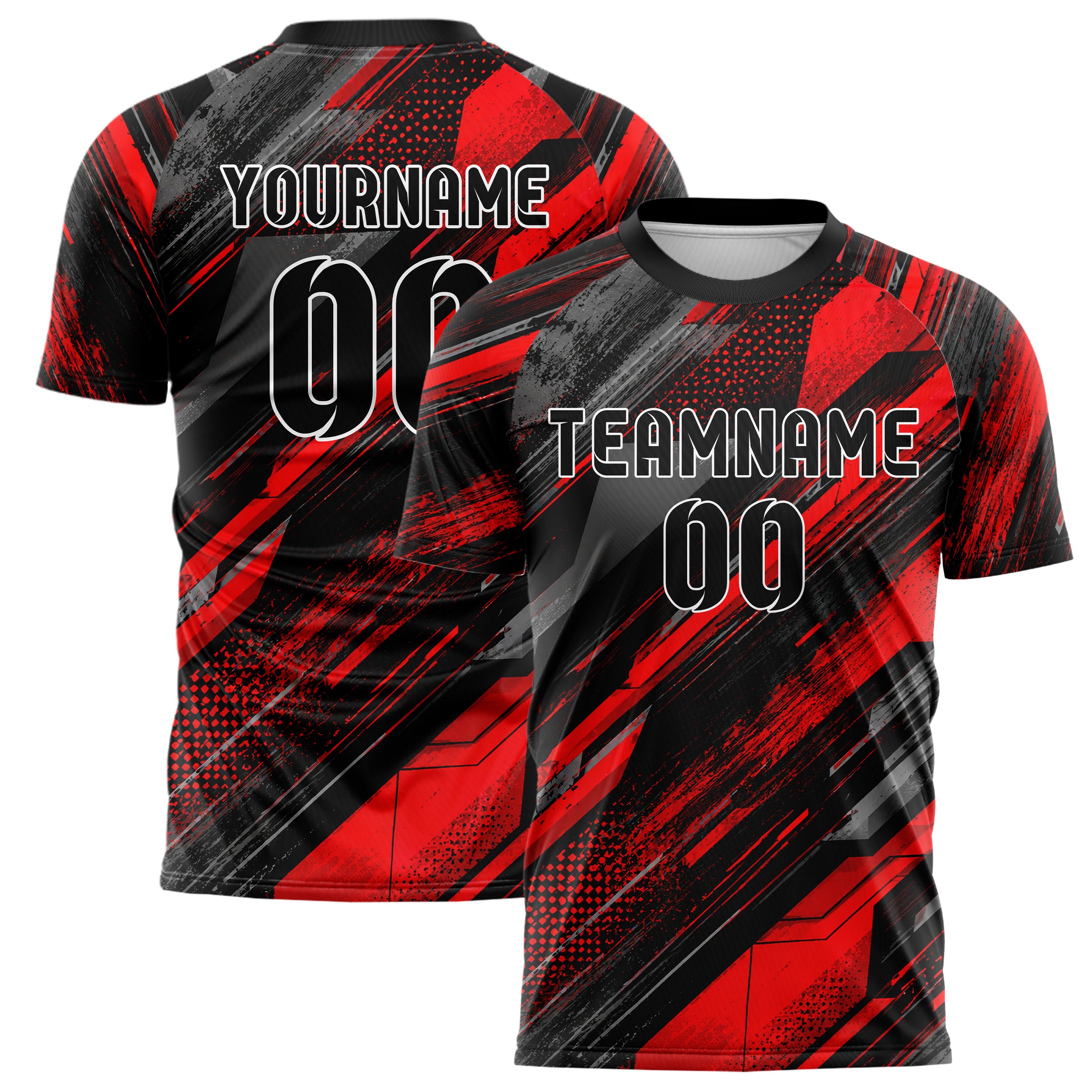 Rot lebendiges abstrakte Linien Speckles Line Accents Design 12-0360 individuelles Fußballtrikot main