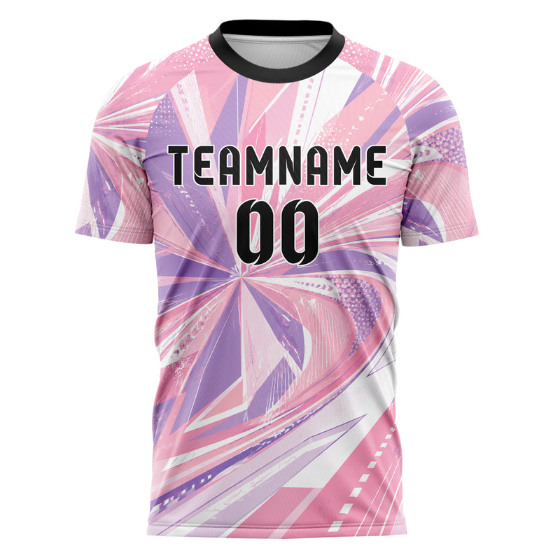 Hellrosa pastelliges abstrakte Linien asymmetrische Vector Panels Design 12-0177 individuelles Fußballtrikot front