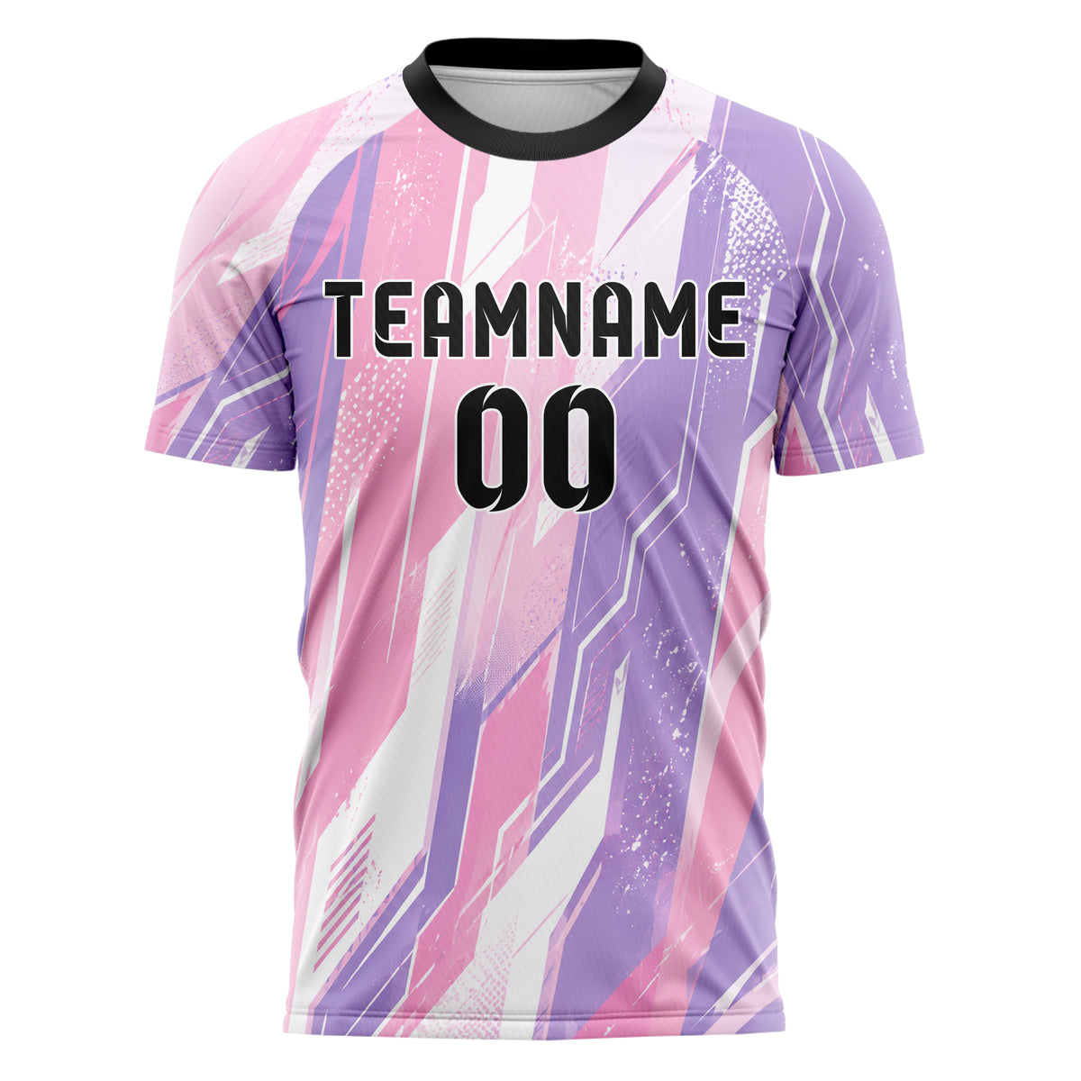 Hellrosa pastelliges abstrakte Linien asymmetrische Vector Panels Design 12-0345 individuelles Fußballtrikot front