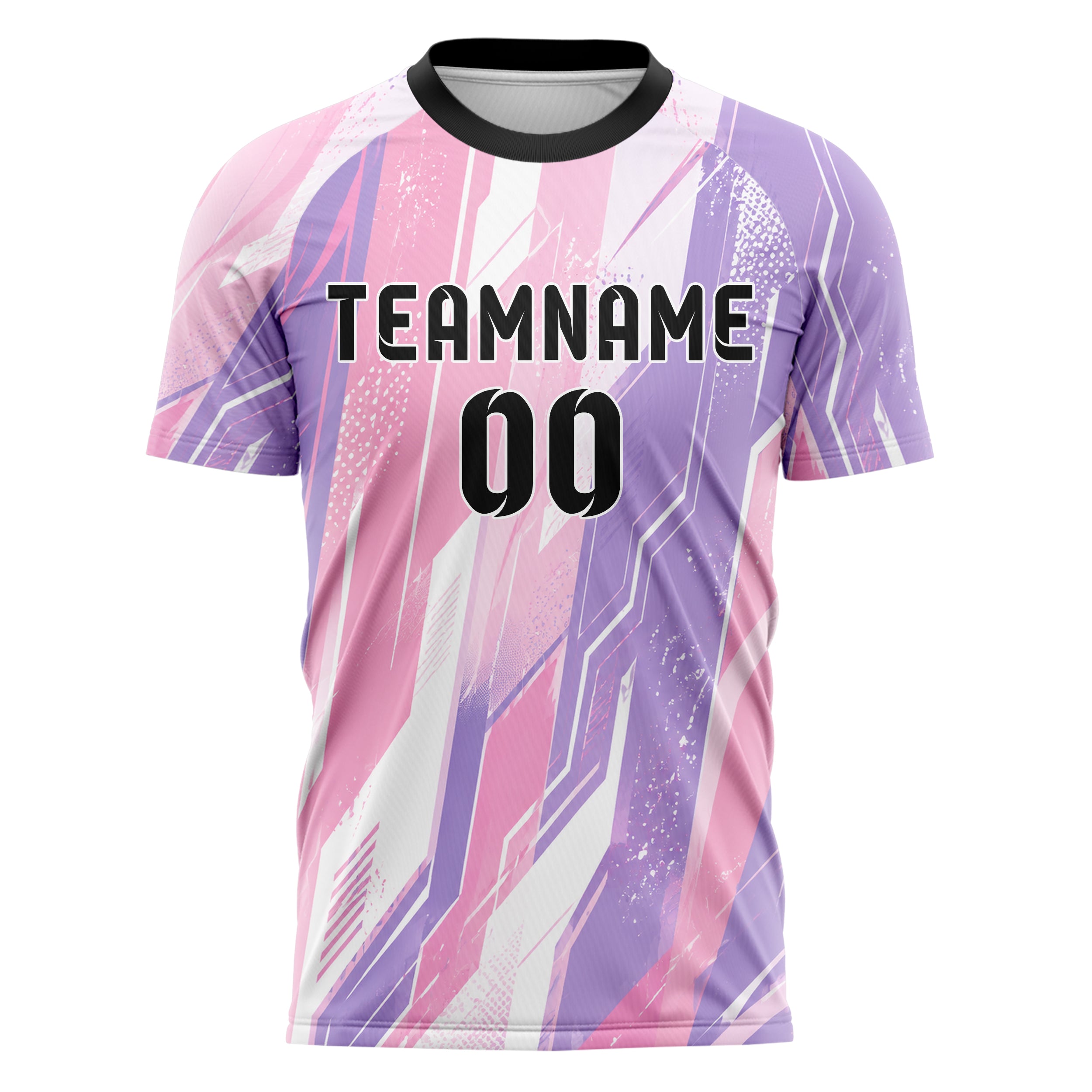 Hellrosa pastelliges abstrakte Linien asymmetrische Vector Panels Design 12-0345 individuelles Fußballtrikot front