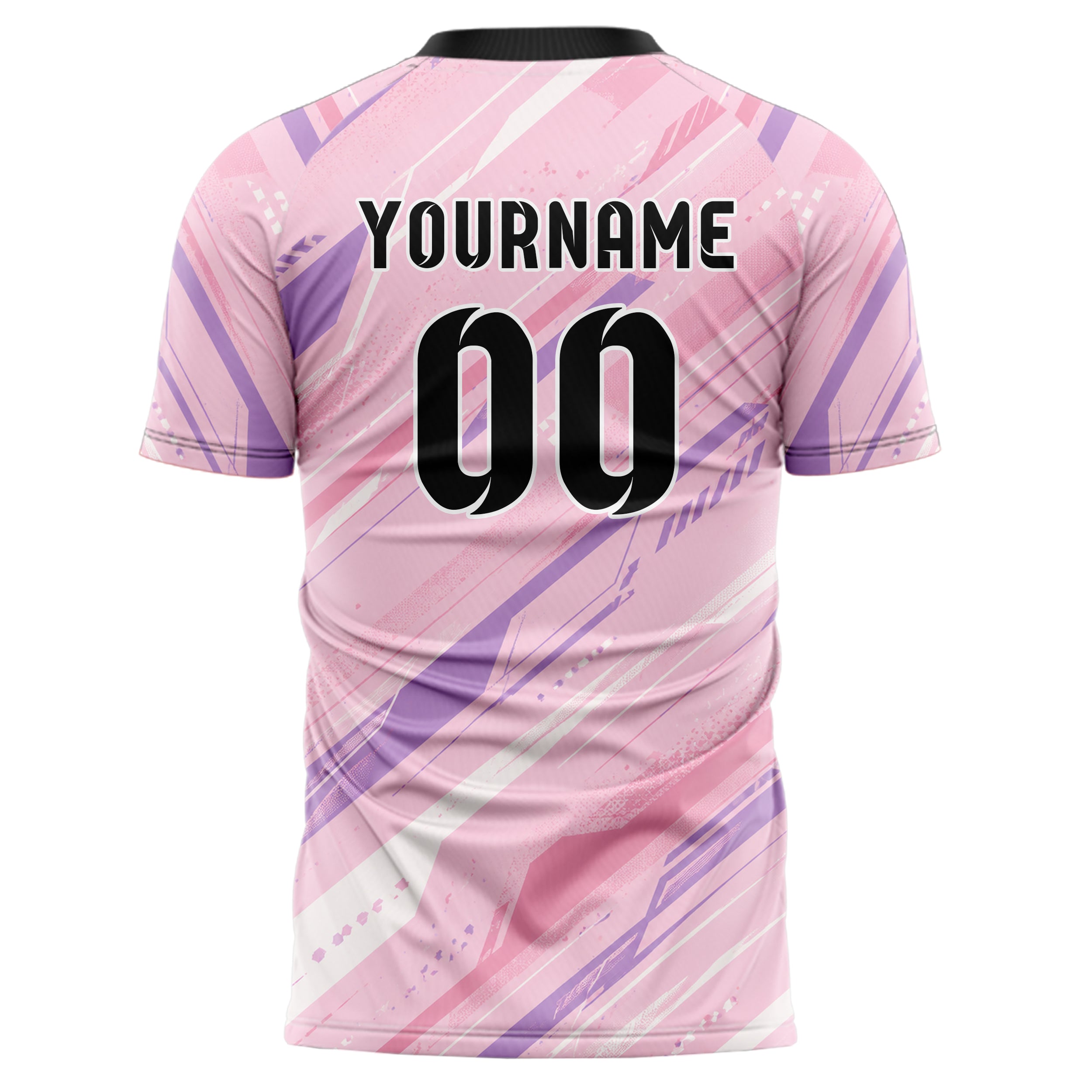Hellrosa pastelliges abstrakte Linien diagonale Streamlines Design 12-0147 individuelles Fußballtrikot back