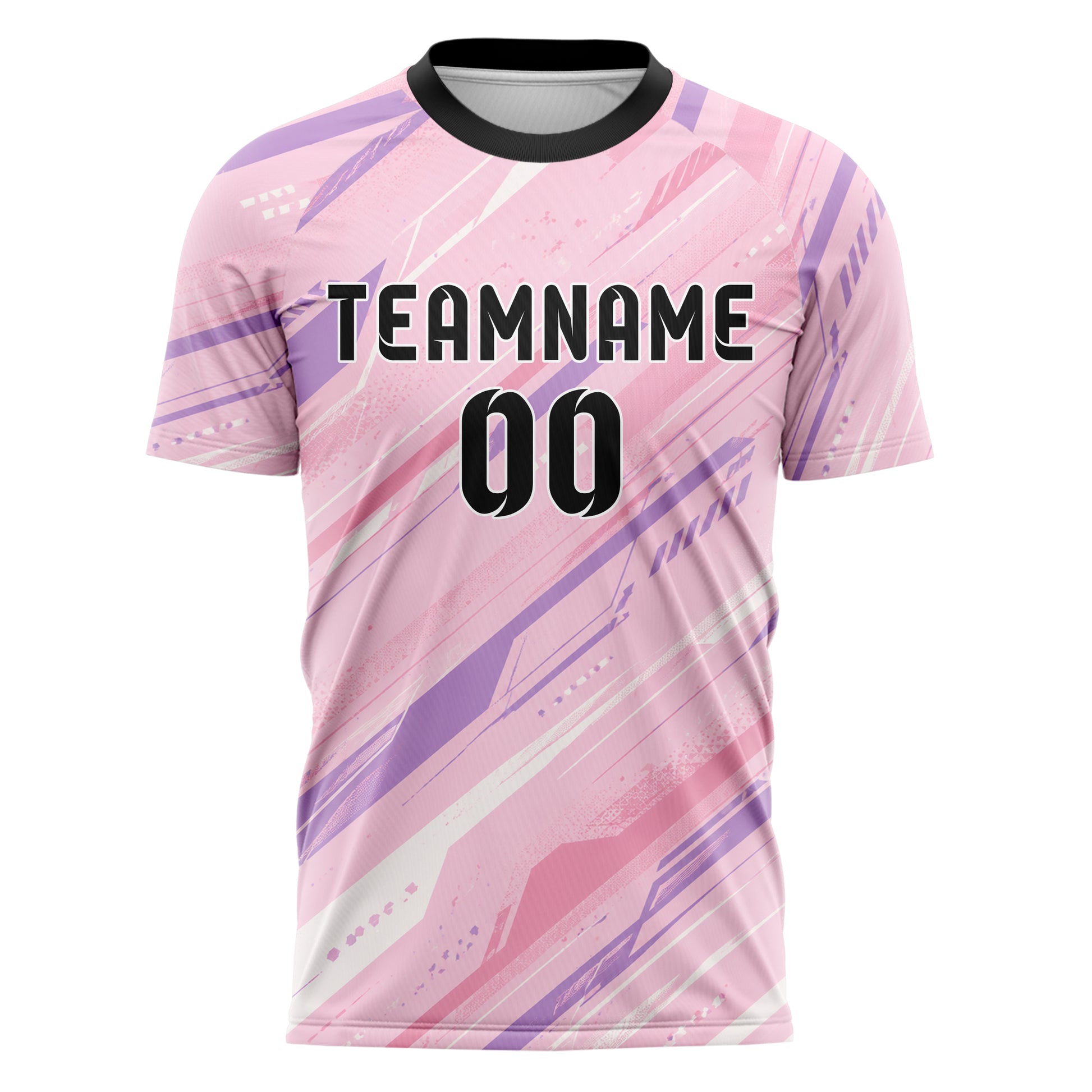 Hellrosa pastelliges abstrakte Linien diagonale Streamlines Design 12-0147 individuelles Fußballtrikot front