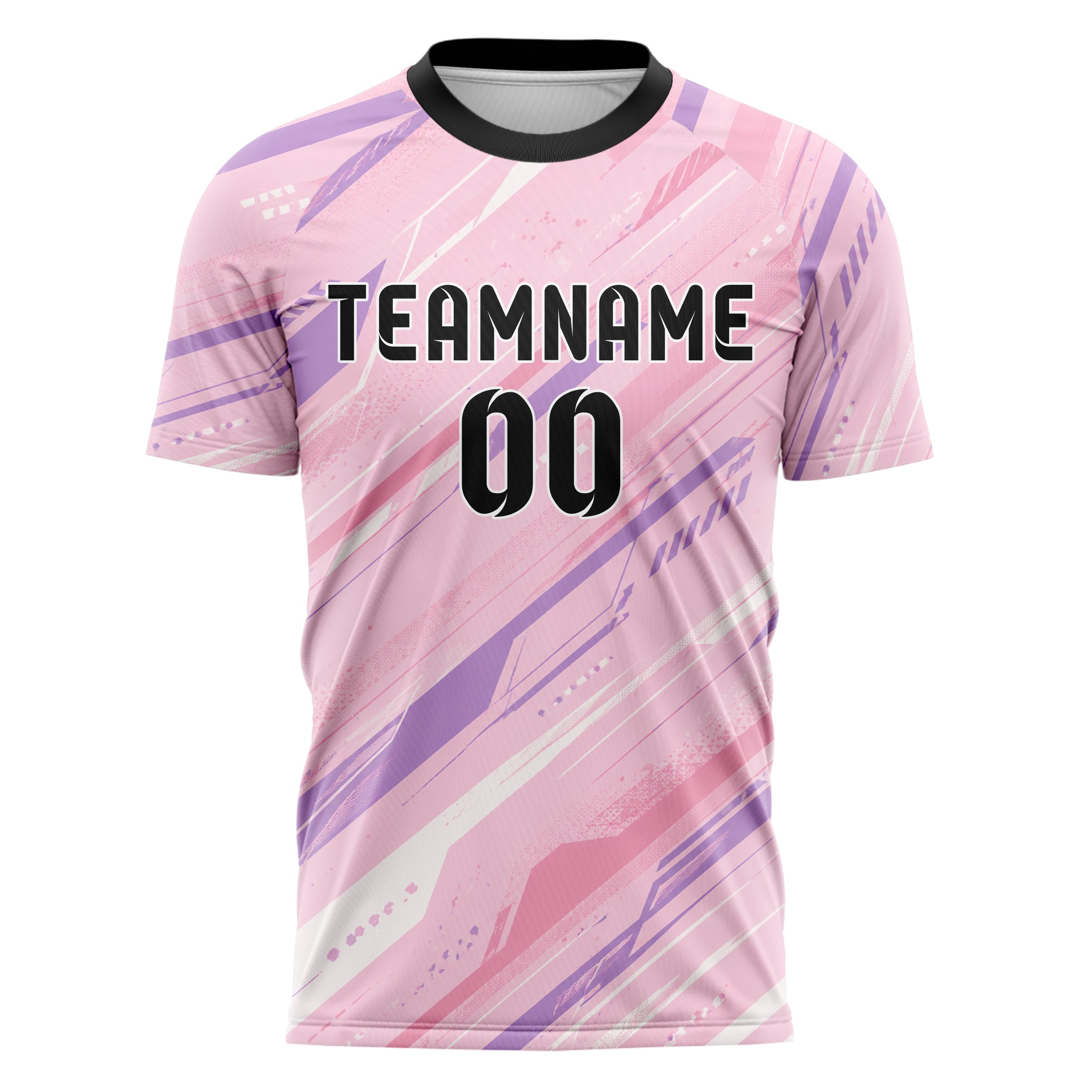 Hellrosa pastelliges abstrakte Linien diagonale Streamlines Design 12-0147 individuelles Fußballtrikot front