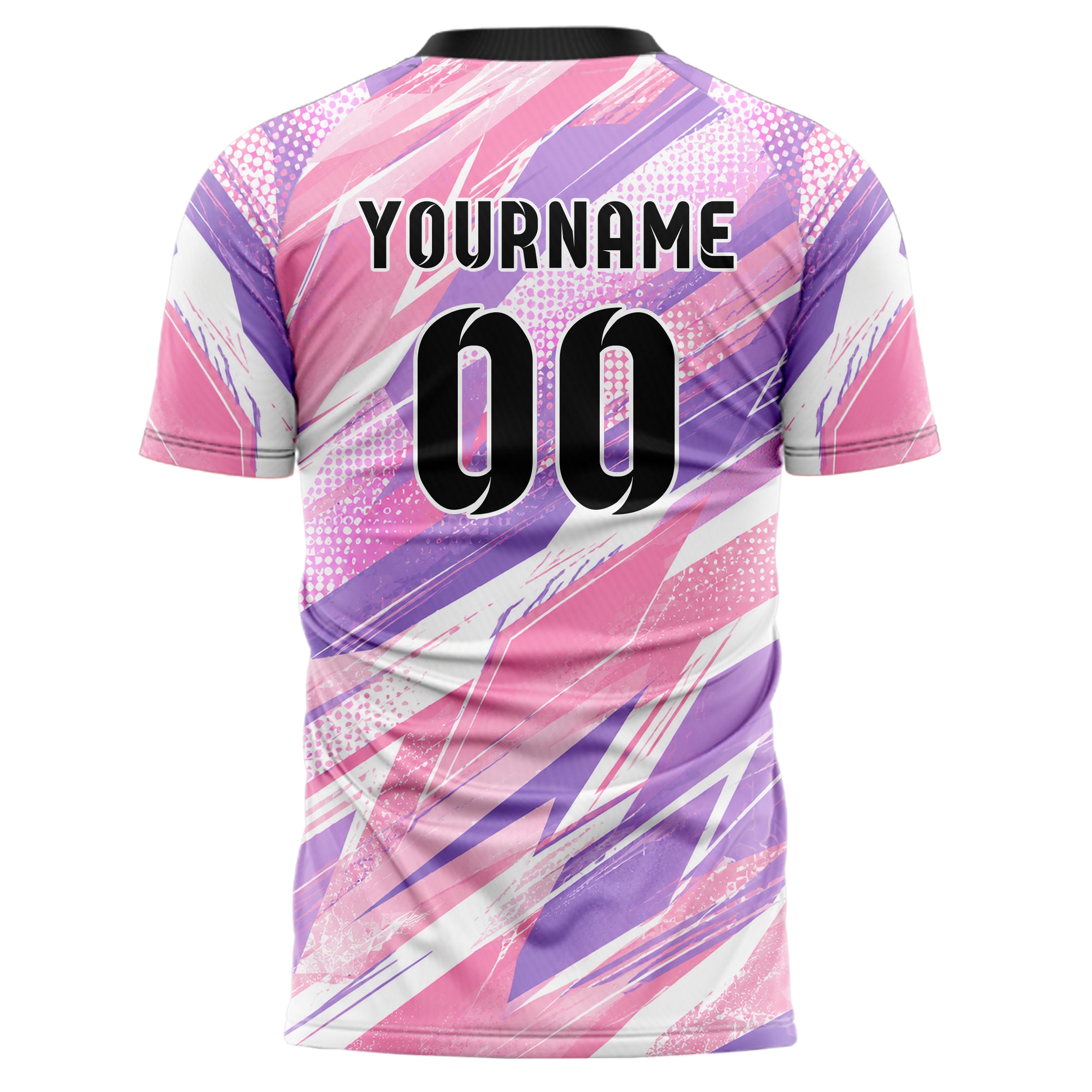 Hellrosa pastelliges abstrakte Linien Polygon Shards Design 12-0186 individuelles Fußballtrikot back