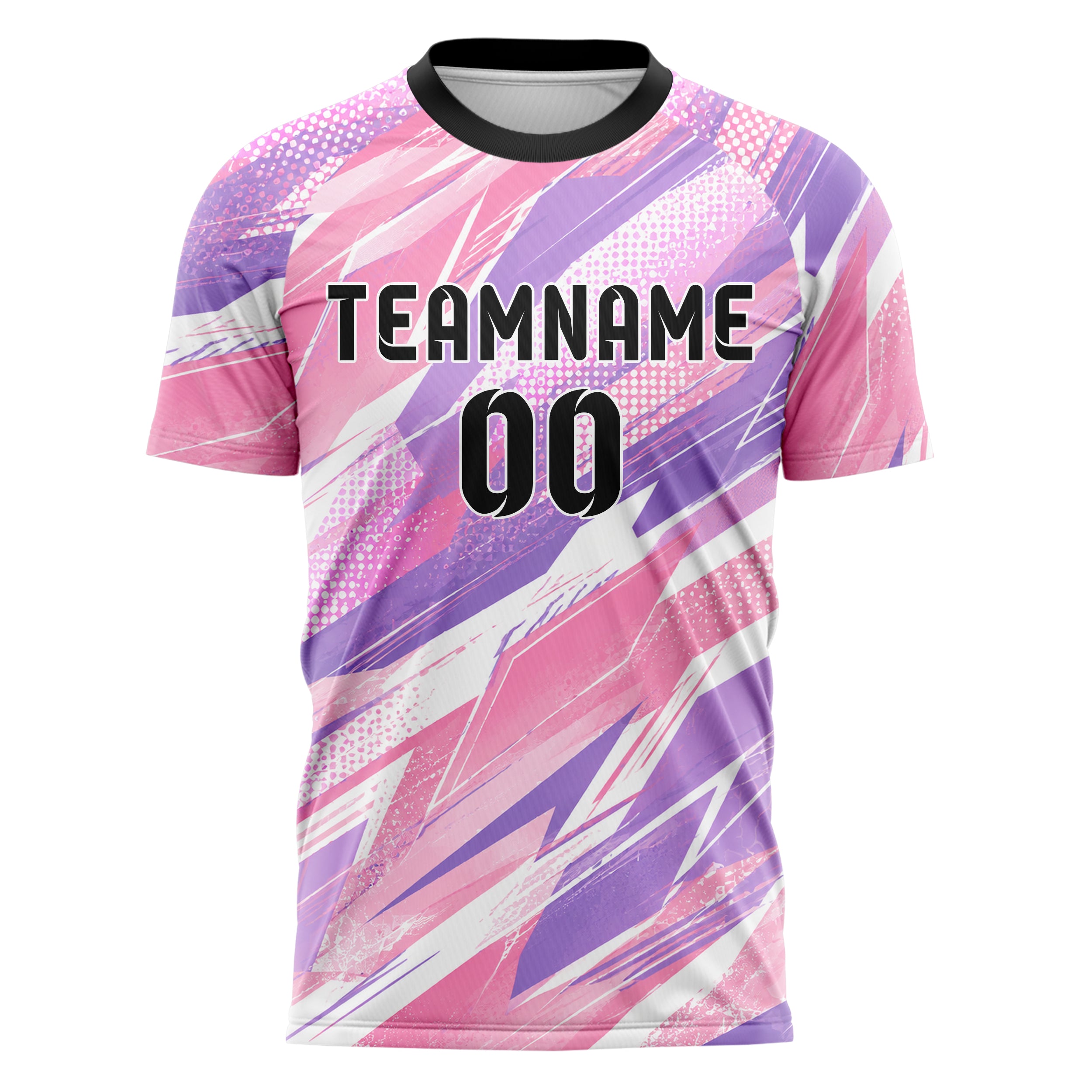 Hellrosa pastelliges abstrakte Linien Polygon Shards Design 12-0186 individuelles Fußballtrikot front