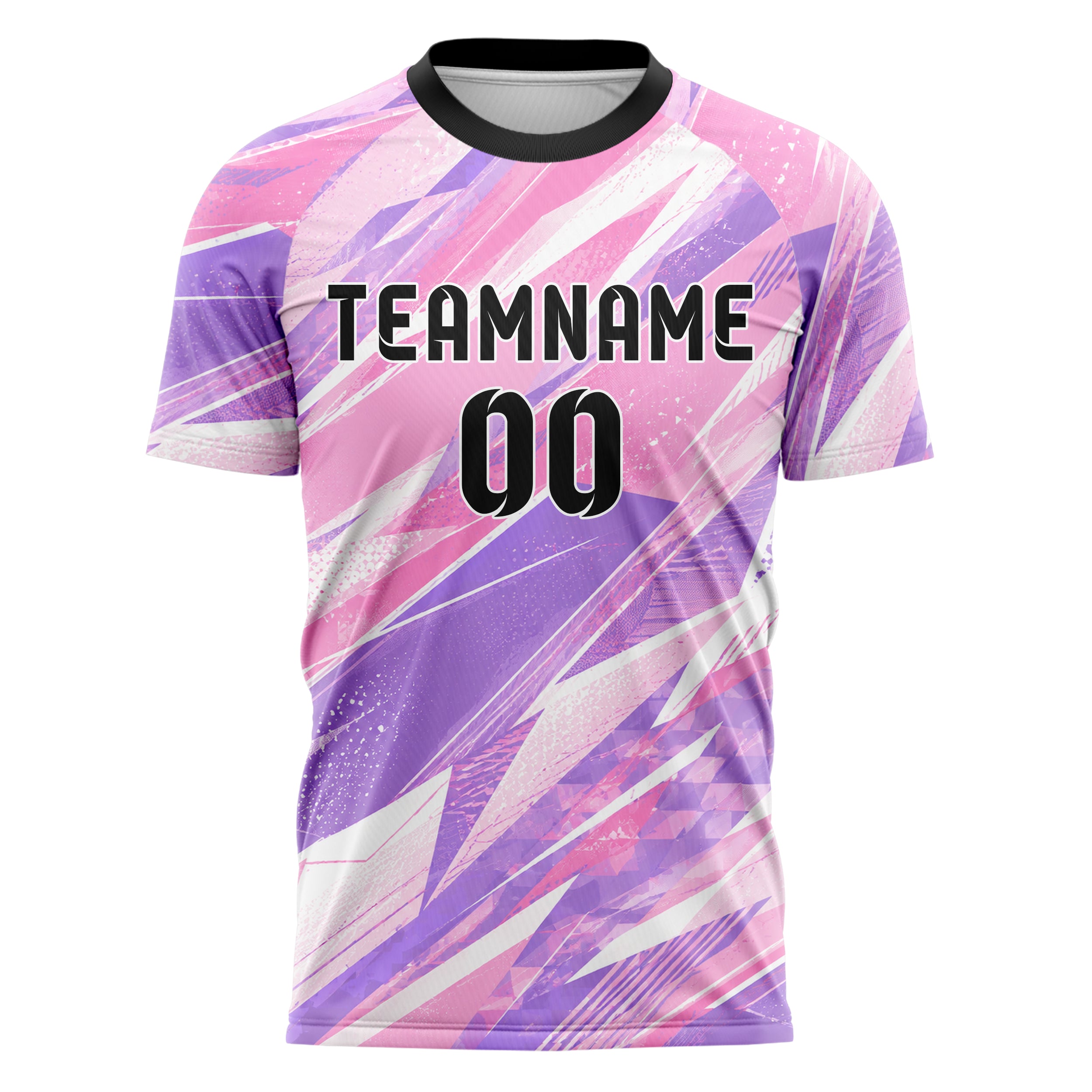 Hellrosa pastelliges abstrakte Linien Polygon Shards Design 12-0258 individuelles Fußballtrikot front