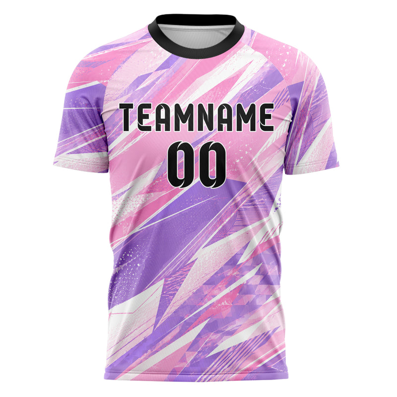 Hellrosa pastelliges abstrakte Linien Polygon Shards Design 12-0258 individuelles Fußballtrikot front