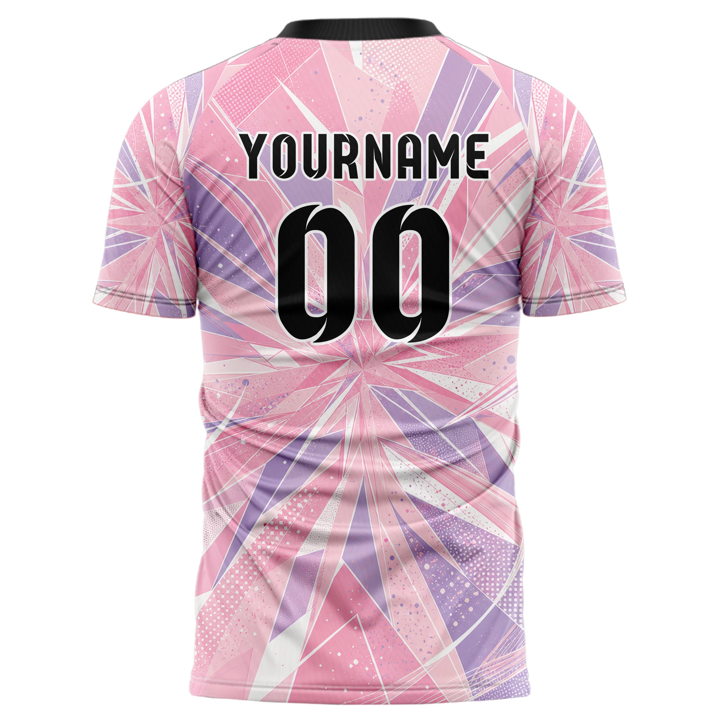 Hellrosa pastelliges abstrakte Linien Polygon Shards Design 12-0282 individuelles Fußballtrikot back