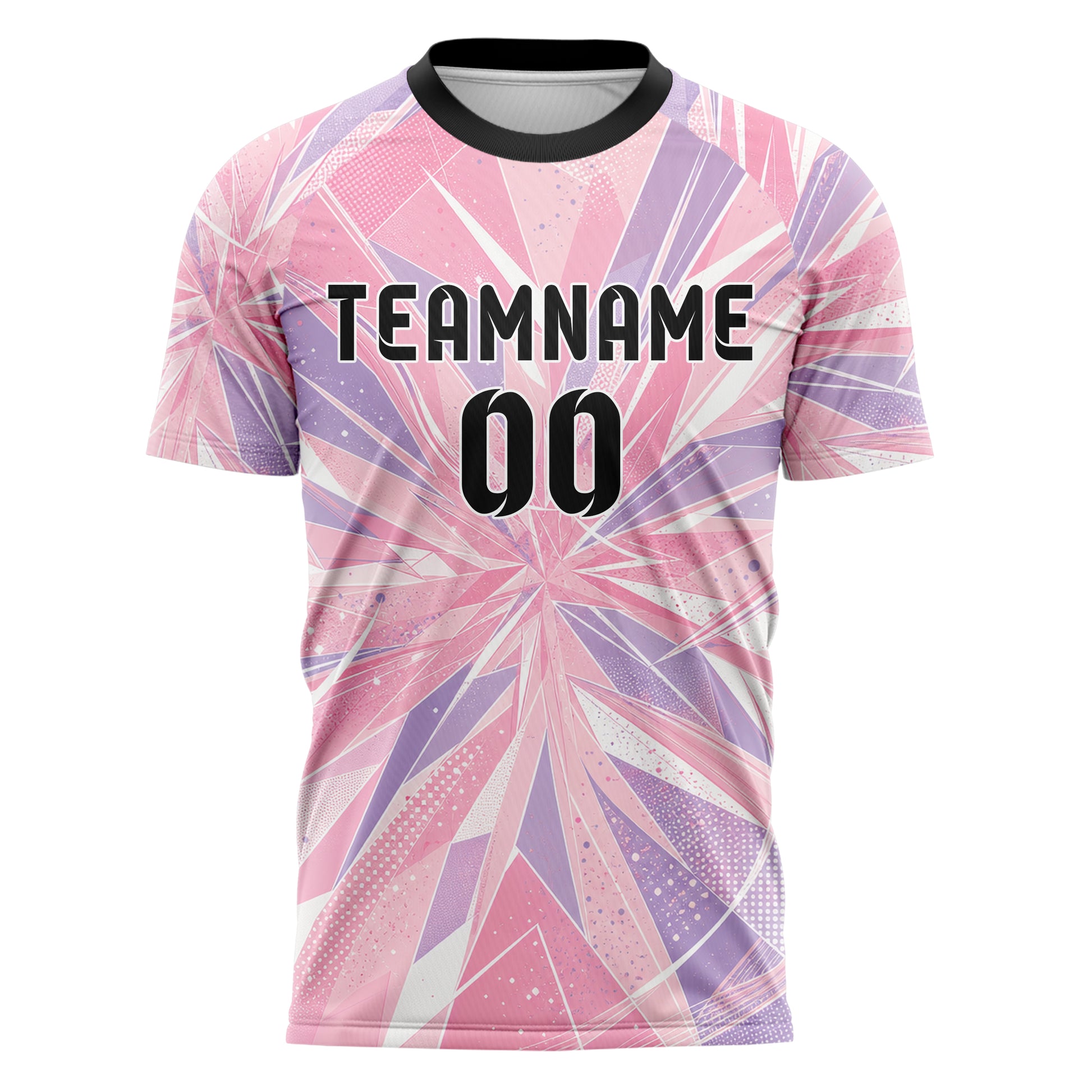 Hellrosa pastelliges abstrakte Linien Polygon Shards Design 12-0282 individuelles Fußballtrikot front