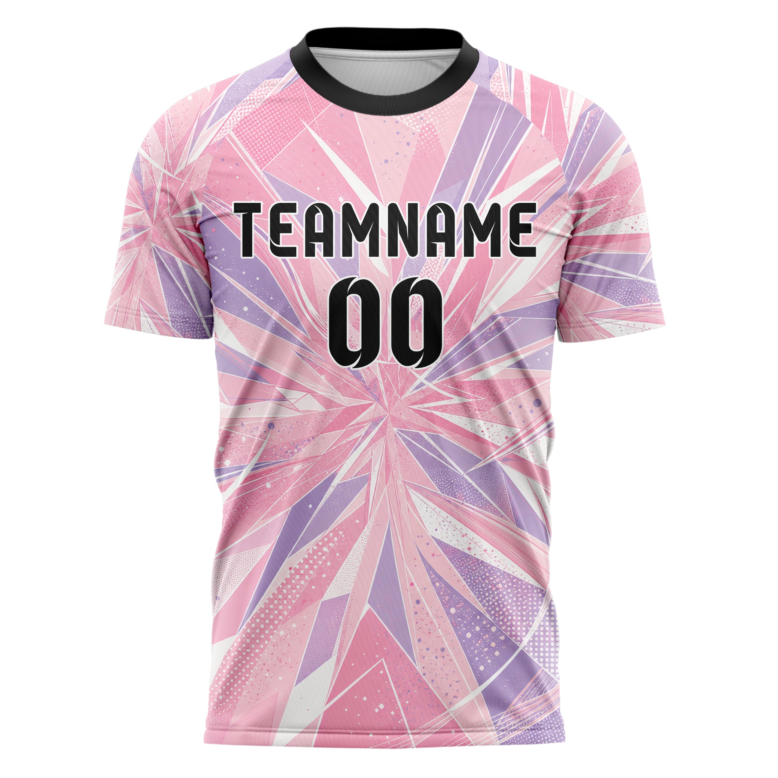 Hellrosa pastelliges abstrakte Linien Polygon Shards Design 12-0282 individuelles Fußballtrikot front