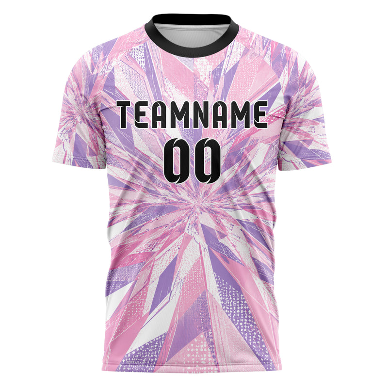 Hellrosa pastelliges abstrakte Linien Polygon Shards Design 12-0594 individuelles Fußballtrikot front