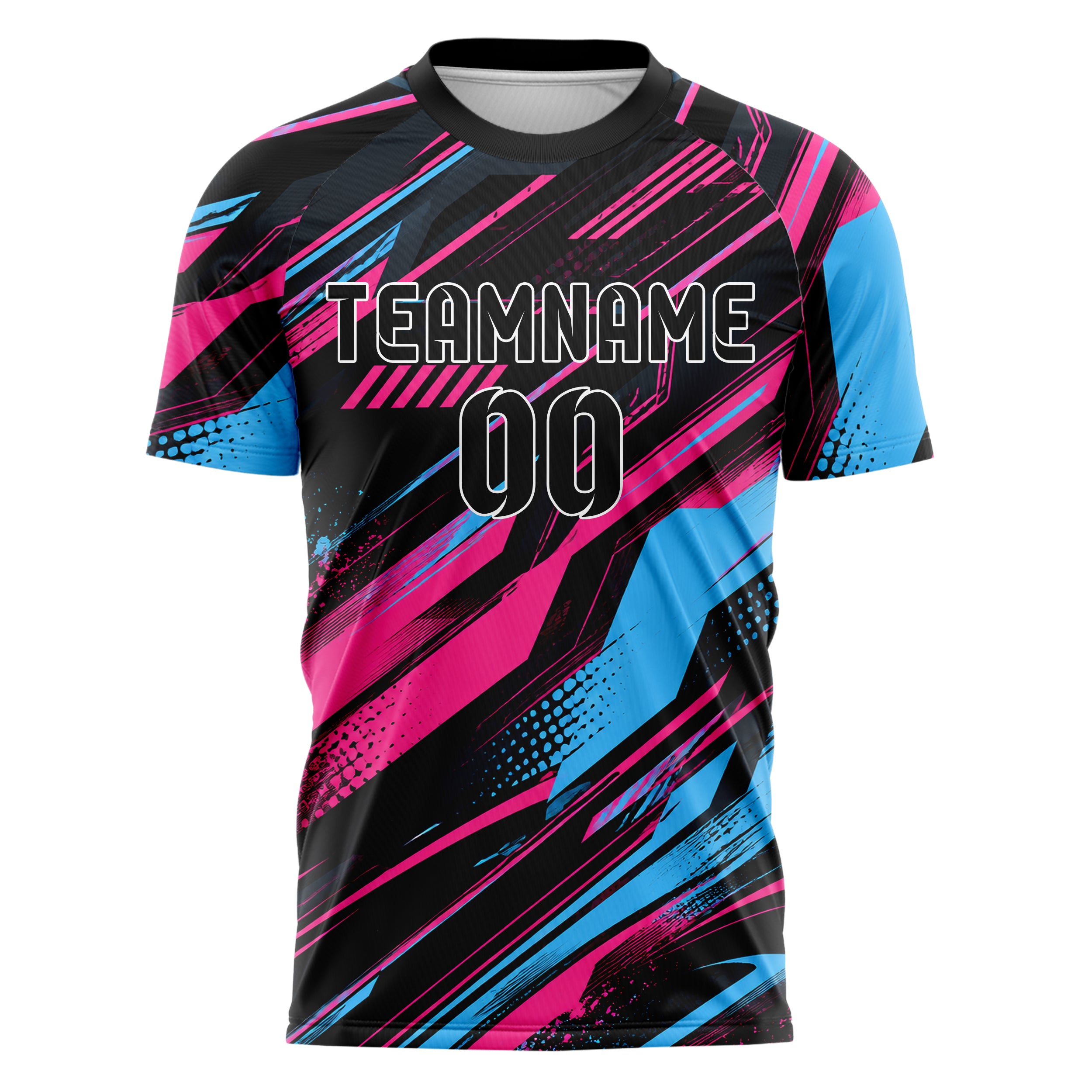 Schwarz lebendiges abstrakte Linien asymmetrische Vector Panels Design 12-0209 individuelles Fußballtrikot front