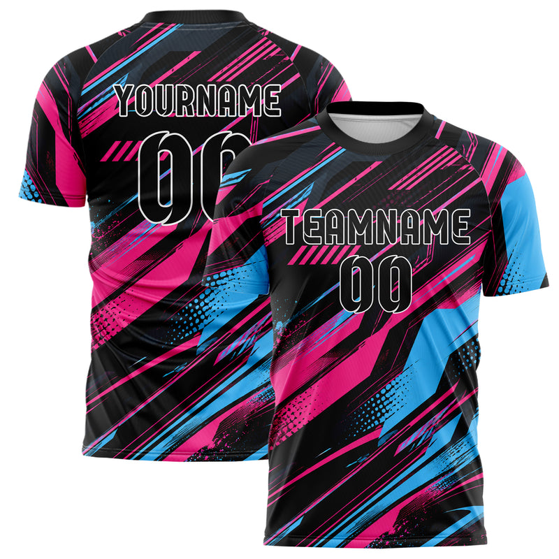 Schwarz lebendiges abstrakte Linien asymmetrische Vector Panels Design 12-0209 individuelles Fußballtrikot main