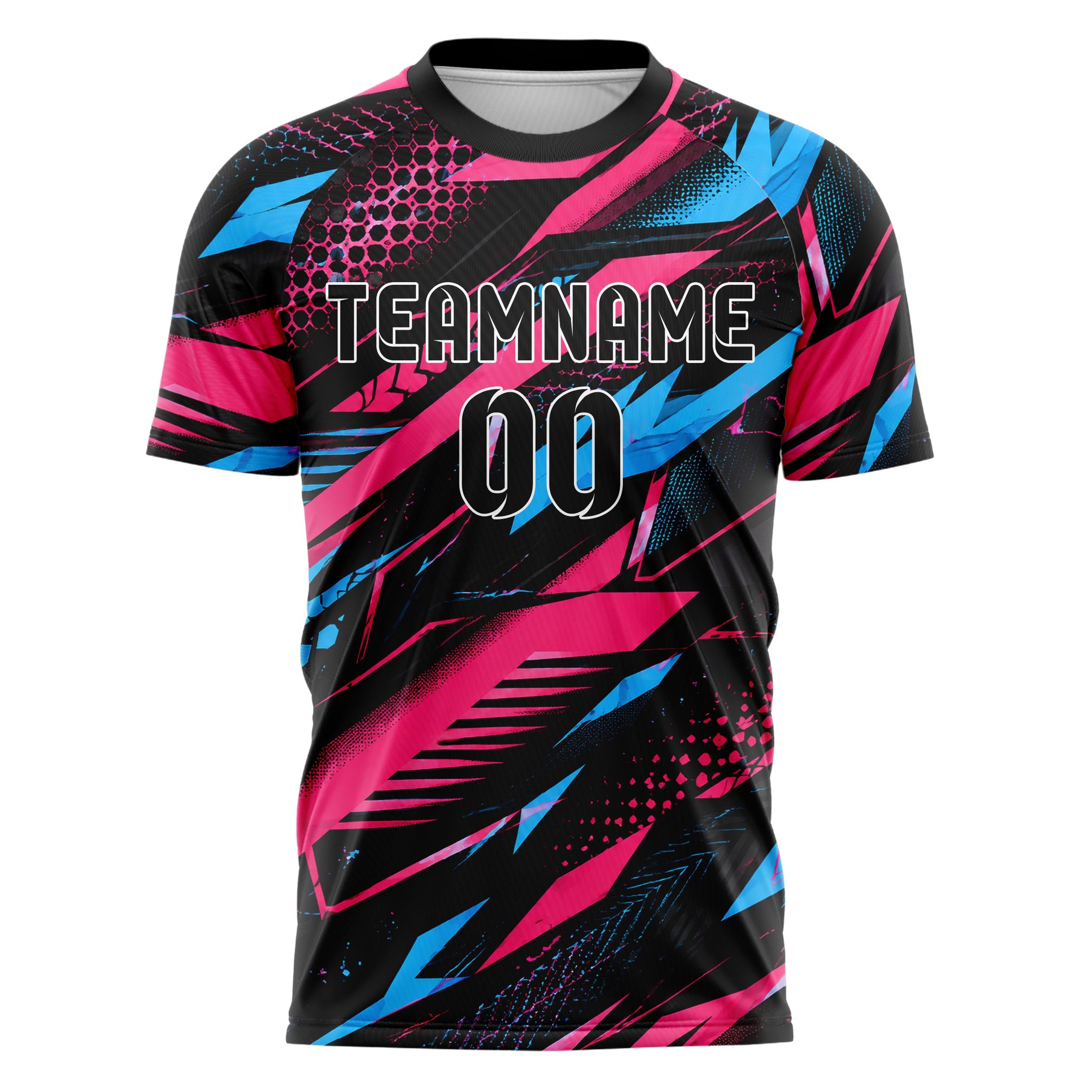 Schwarz lebendiges abstrakte Linien asymmetrische Vector Panels Design 12-0473 individuelles Fußballtrikot front