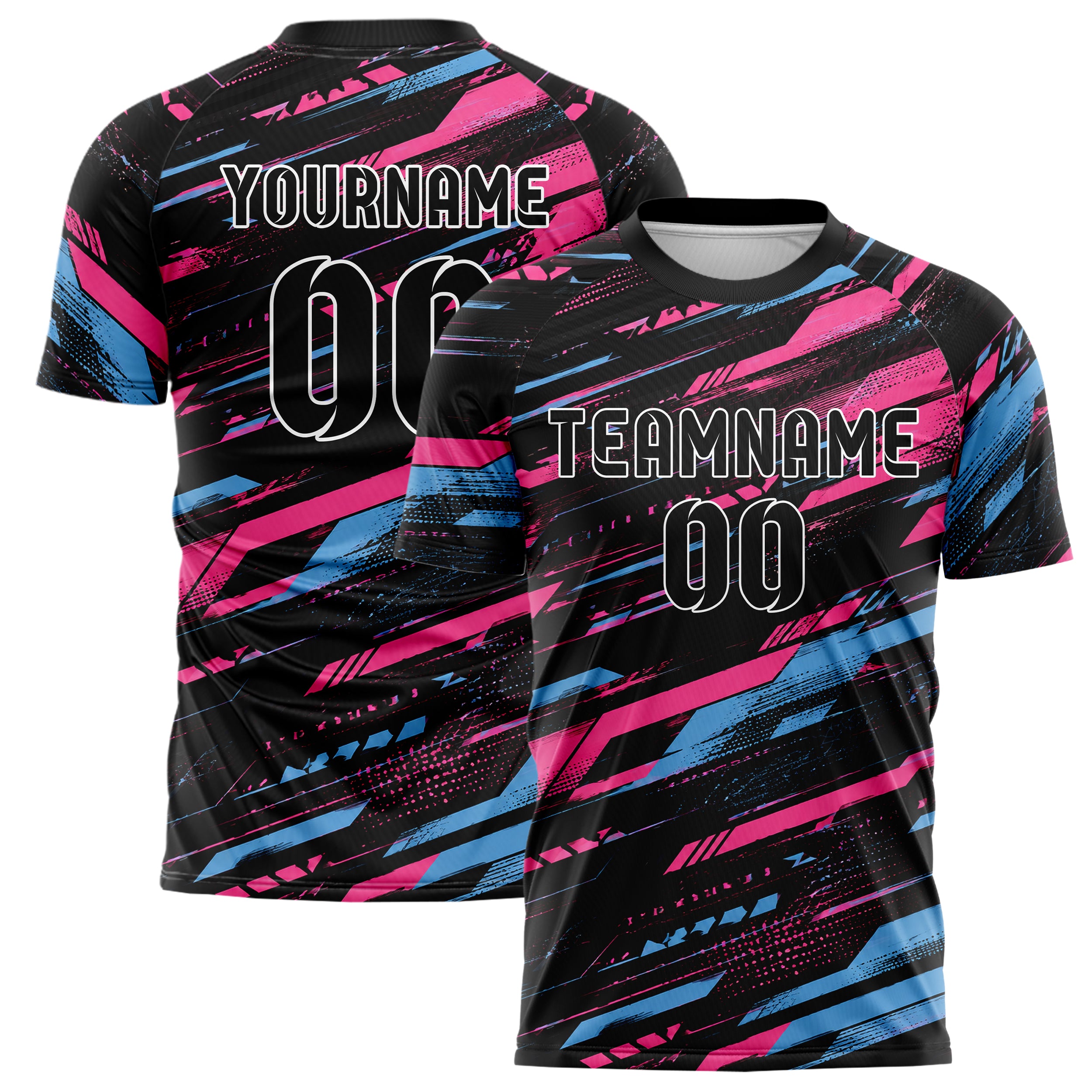 Schwarz lebendiges abstrakte Linien diagonale Streamlines Design 12-0587 individuelles Fußballtrikot main