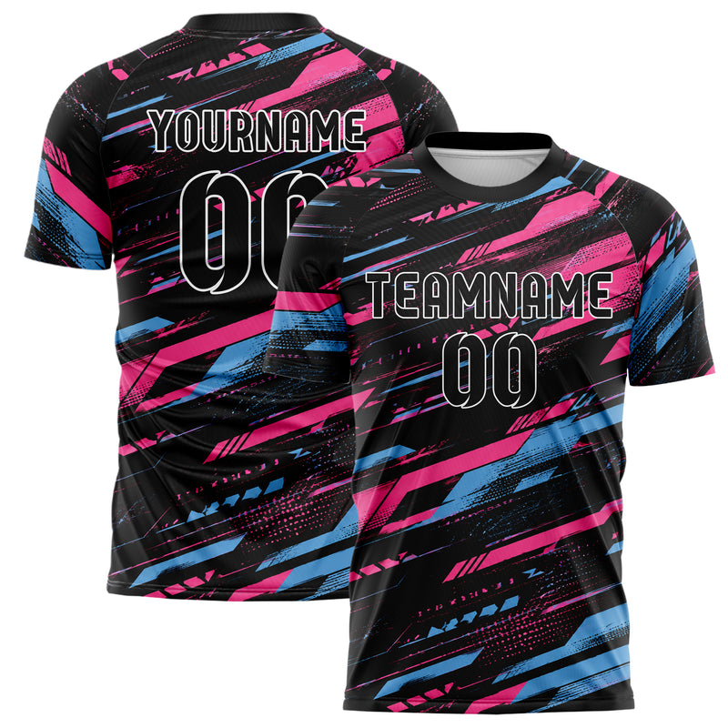 Schwarz lebendiges abstrakte Linien diagonale Streamlines Design 12-0587 individuelles Fußballtrikot main