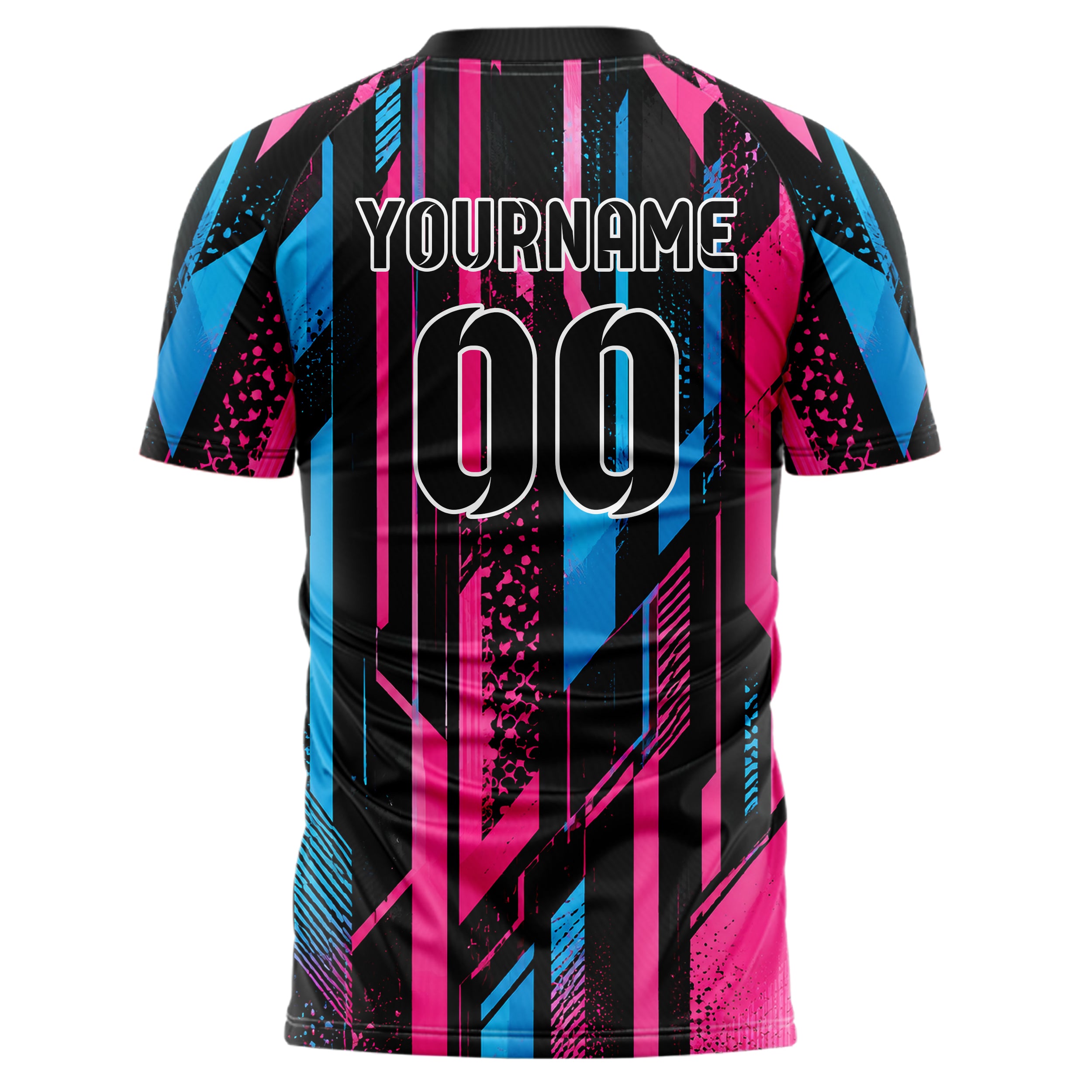 Schwarz lebendiges abstrakte Linien diagonale Streamlines Design 12-0611 individuelles Fußballtrikot back