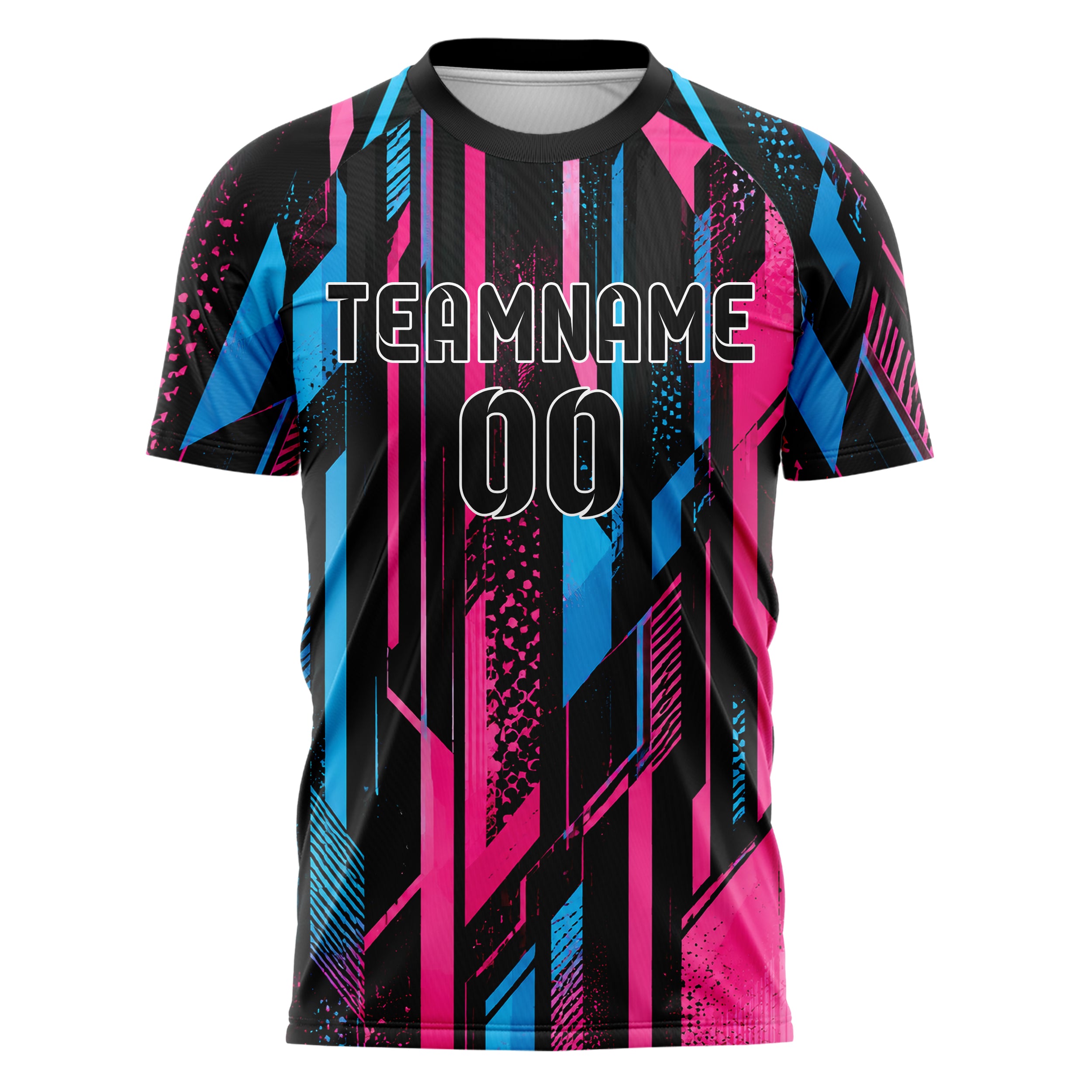 Schwarz lebendiges abstrakte Linien diagonale Streamlines Design 12-0611 individuelles Fußballtrikot front