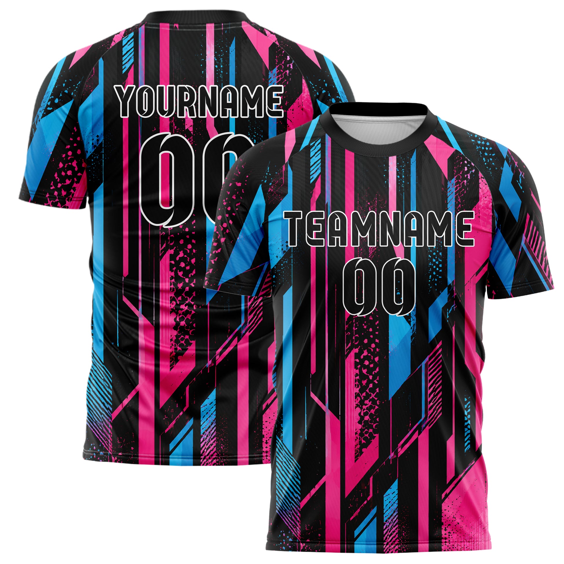 Schwarz lebendiges abstrakte Linien diagonale Streamlines Design 12-0611 individuelles Fußballtrikot main