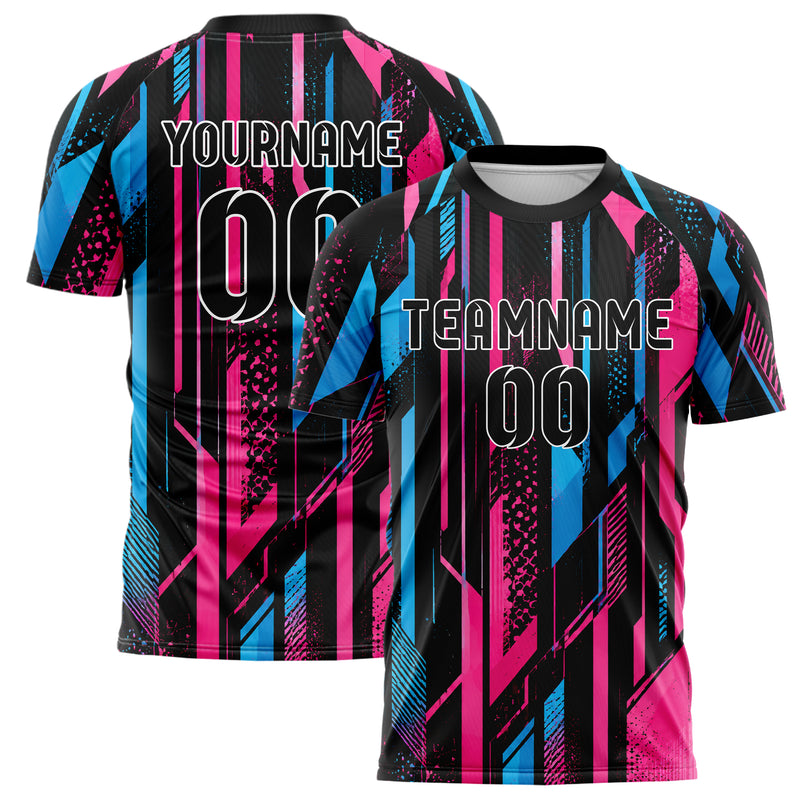 Schwarz lebendiges abstrakte Linien diagonale Streamlines Design 12-0611 individuelles Fußballtrikot main