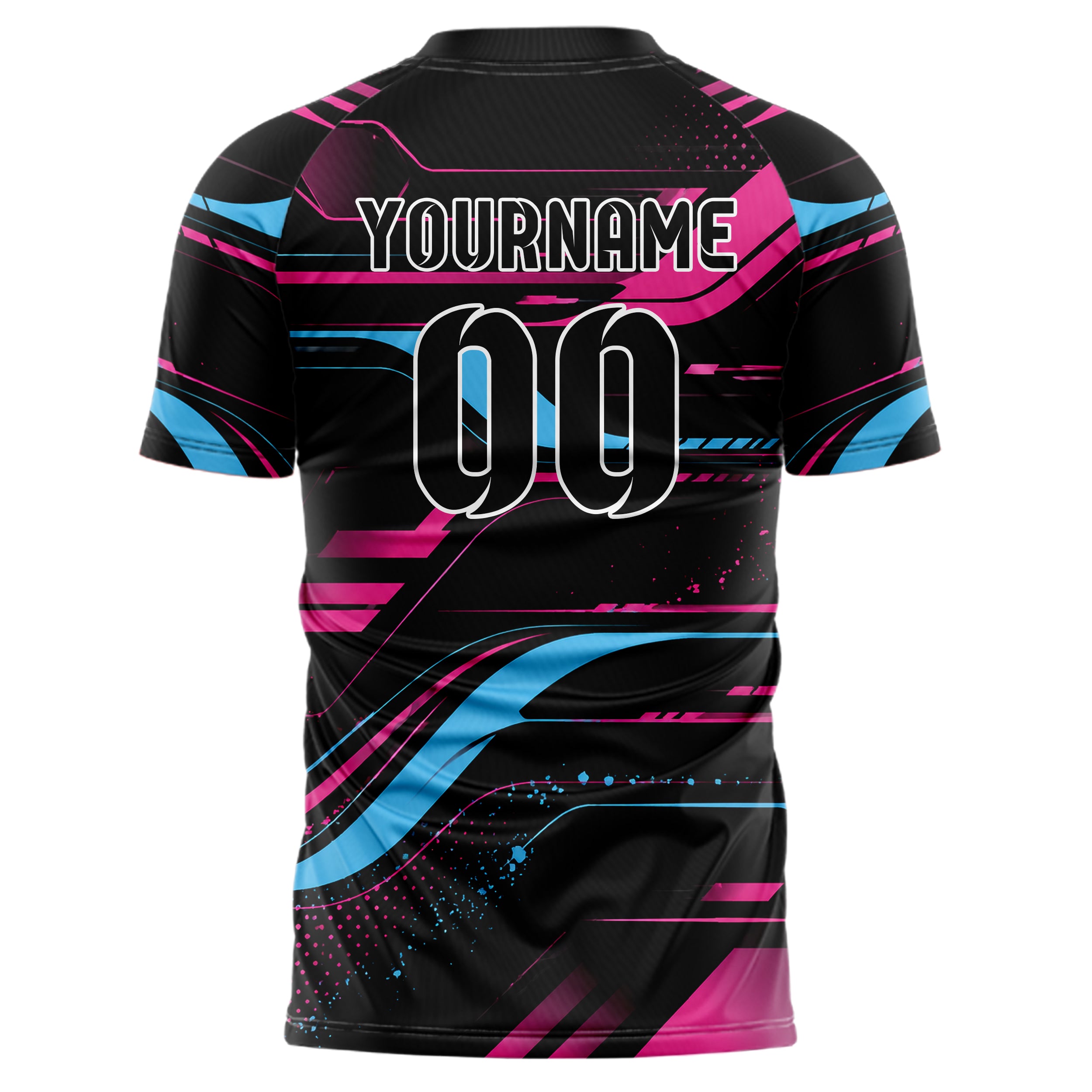 Schwarz lebendiges abstrakte Linien Hexagons Curve Lines Design 12-0125 individuelles Fußballtrikot back