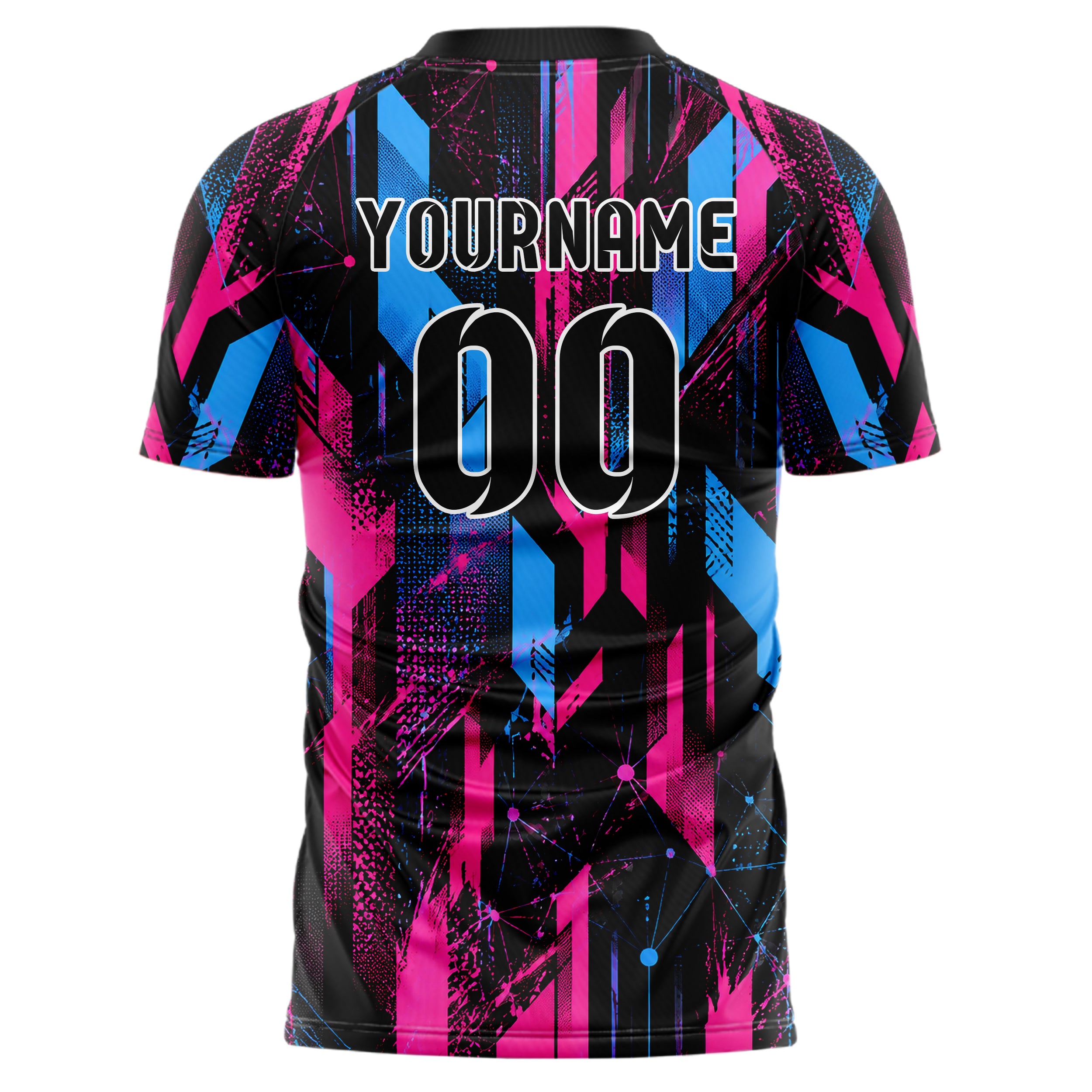 Schwarz lebendiges abstrakte Linien Network Web Design 12-0071 individuelles Fußballtrikot back
