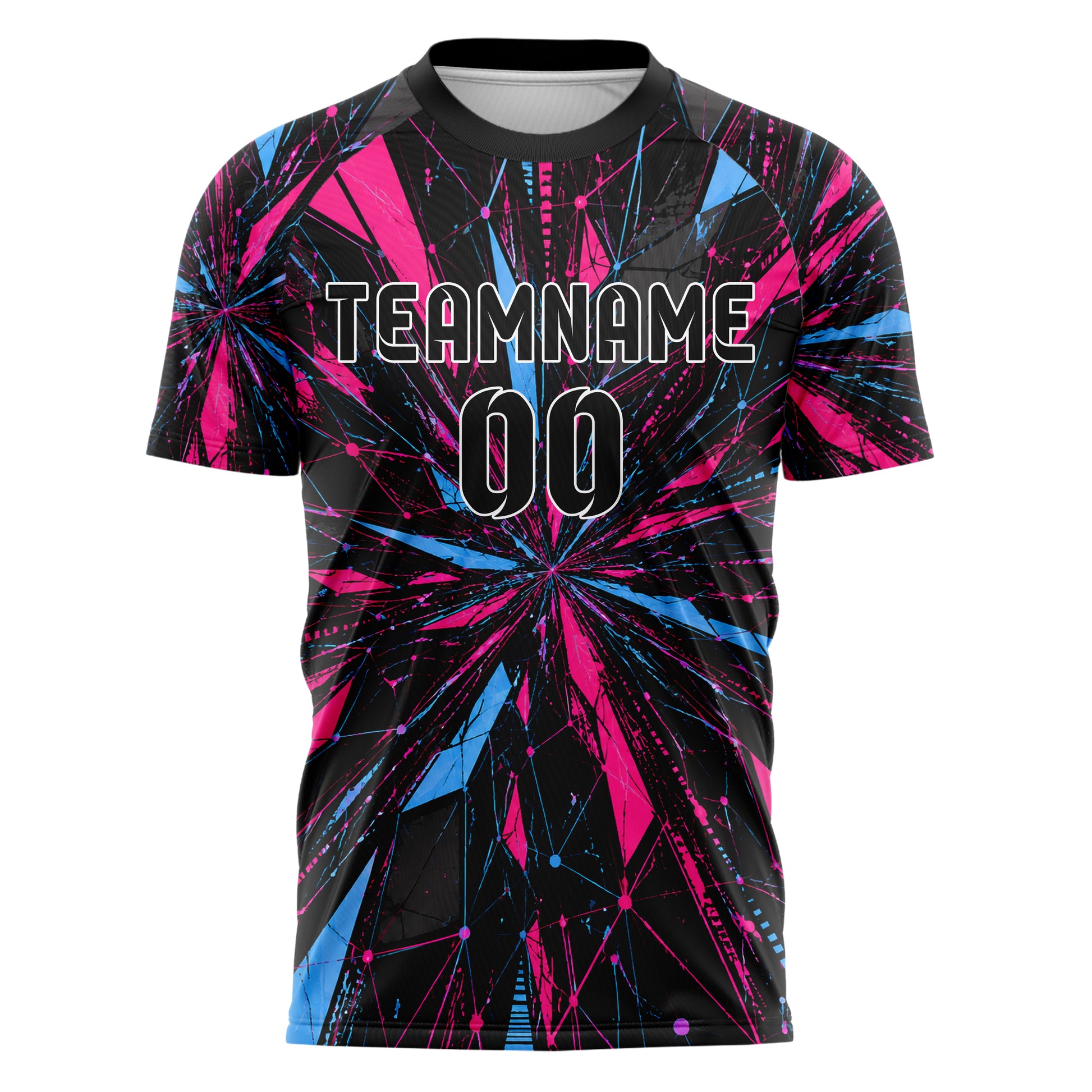 Schwarz lebendiges abstrakte Linien Network Web Design 12-0359 individuelles Fußballtrikot front