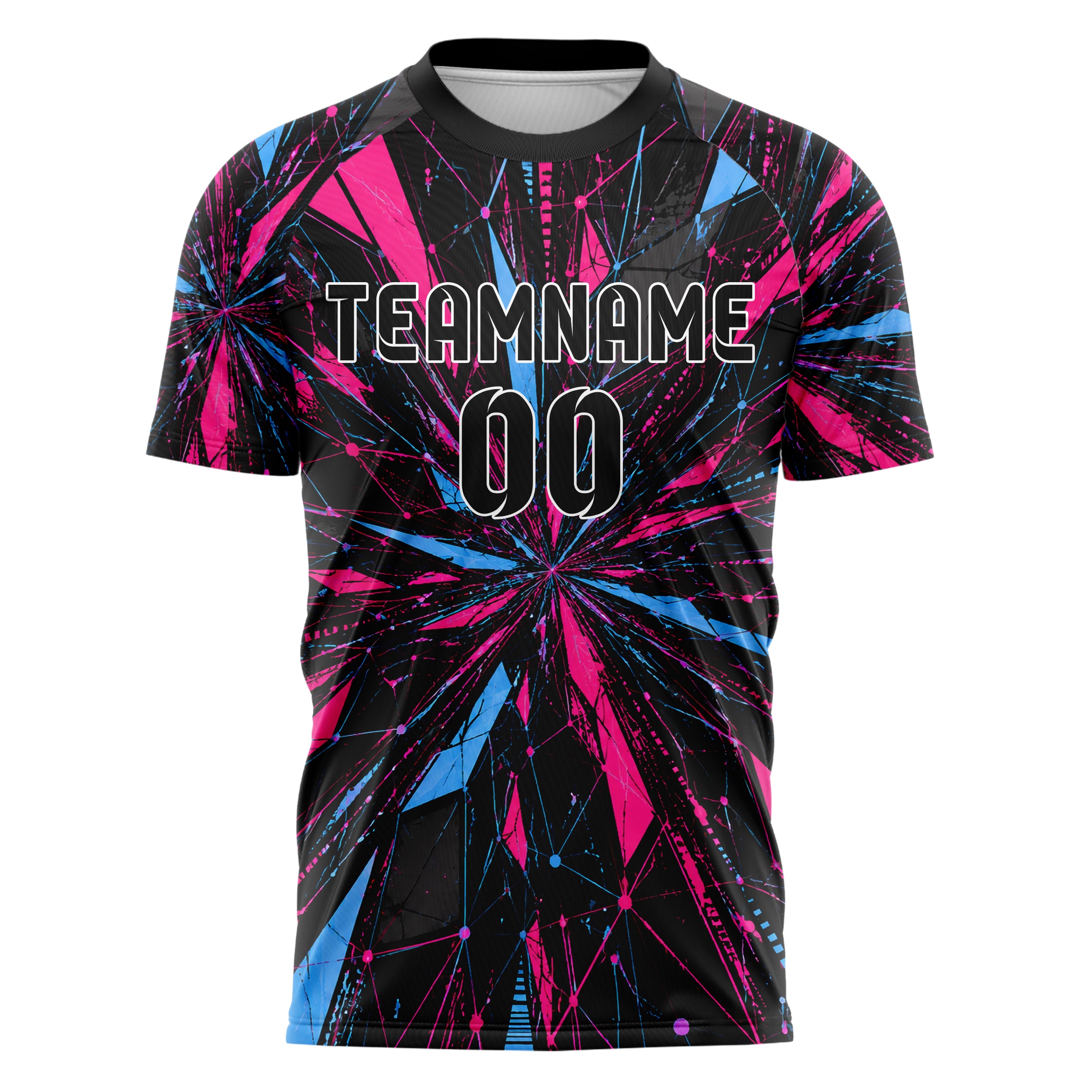 Schwarz lebendiges abstrakte Linien Network Web Design 12-0359 individuelles Fußballtrikot front