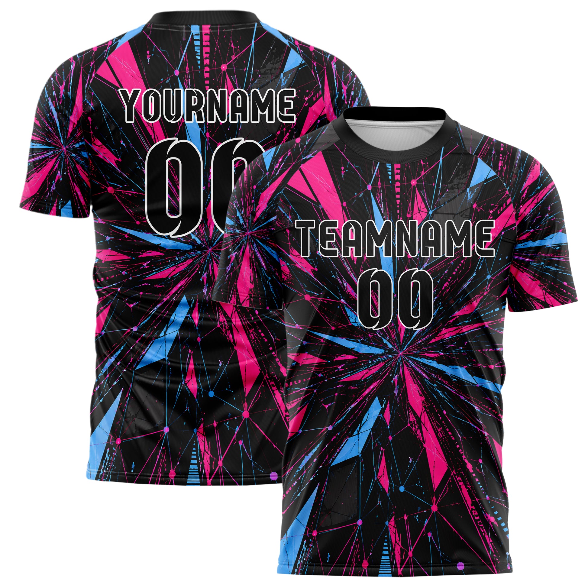 Schwarz lebendiges abstrakte Linien Network Web Design 12-0359 individuelles Fußballtrikot main